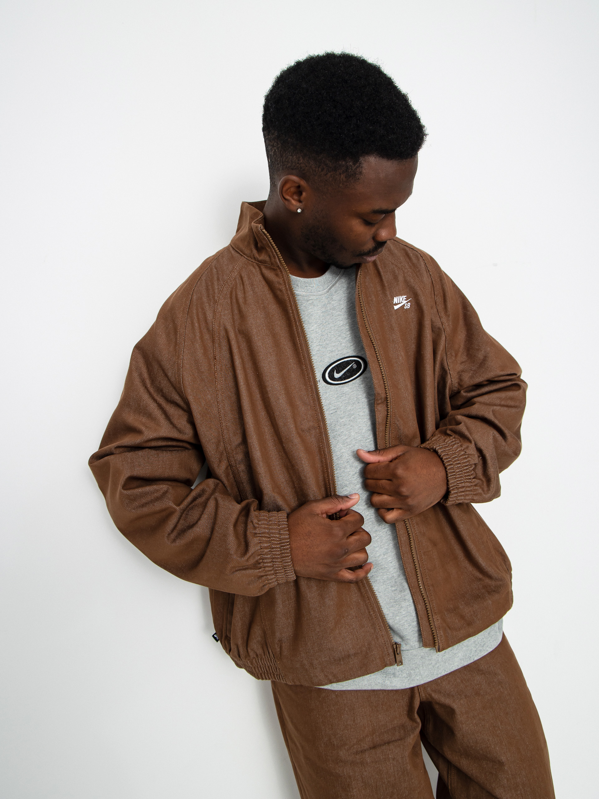 Kurtka Nike SB Denim FZ Trak (mosswood brown/white)