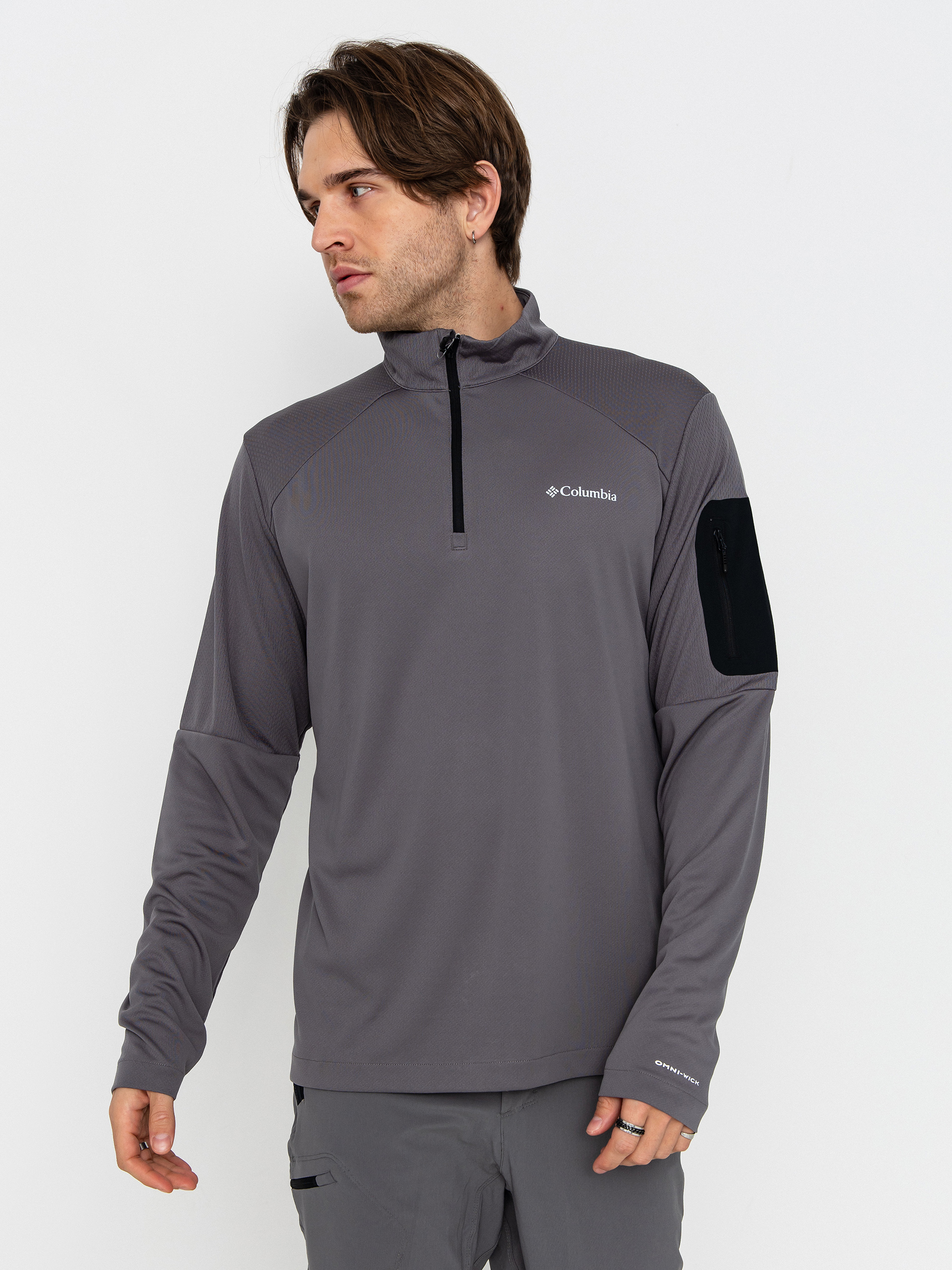 Męski Polar Columbia Tech Knit 1/4 Zip (city grey/blac)
