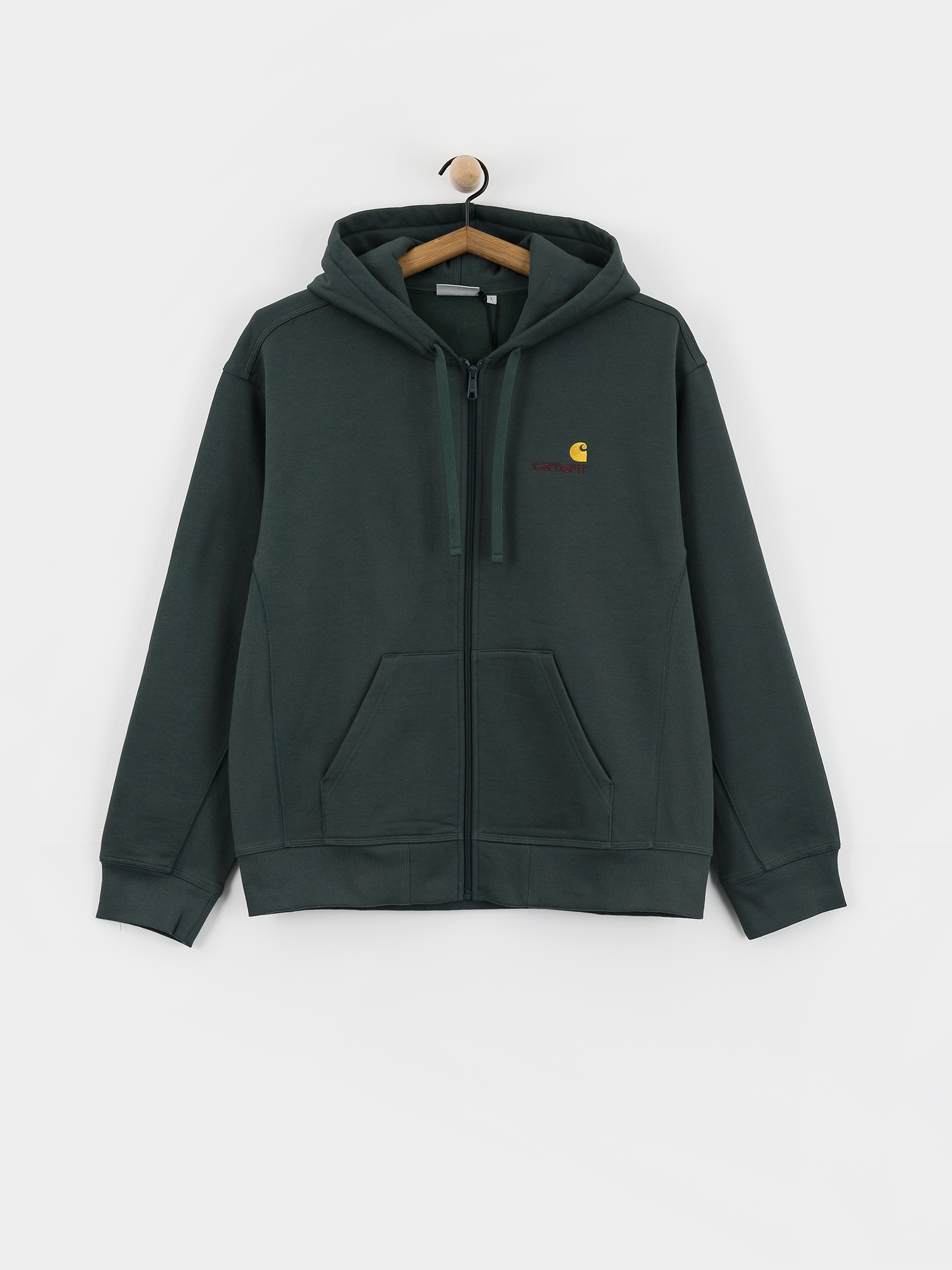 Bluza z kapturem Carhartt WIP American Script ZHD (kale green)