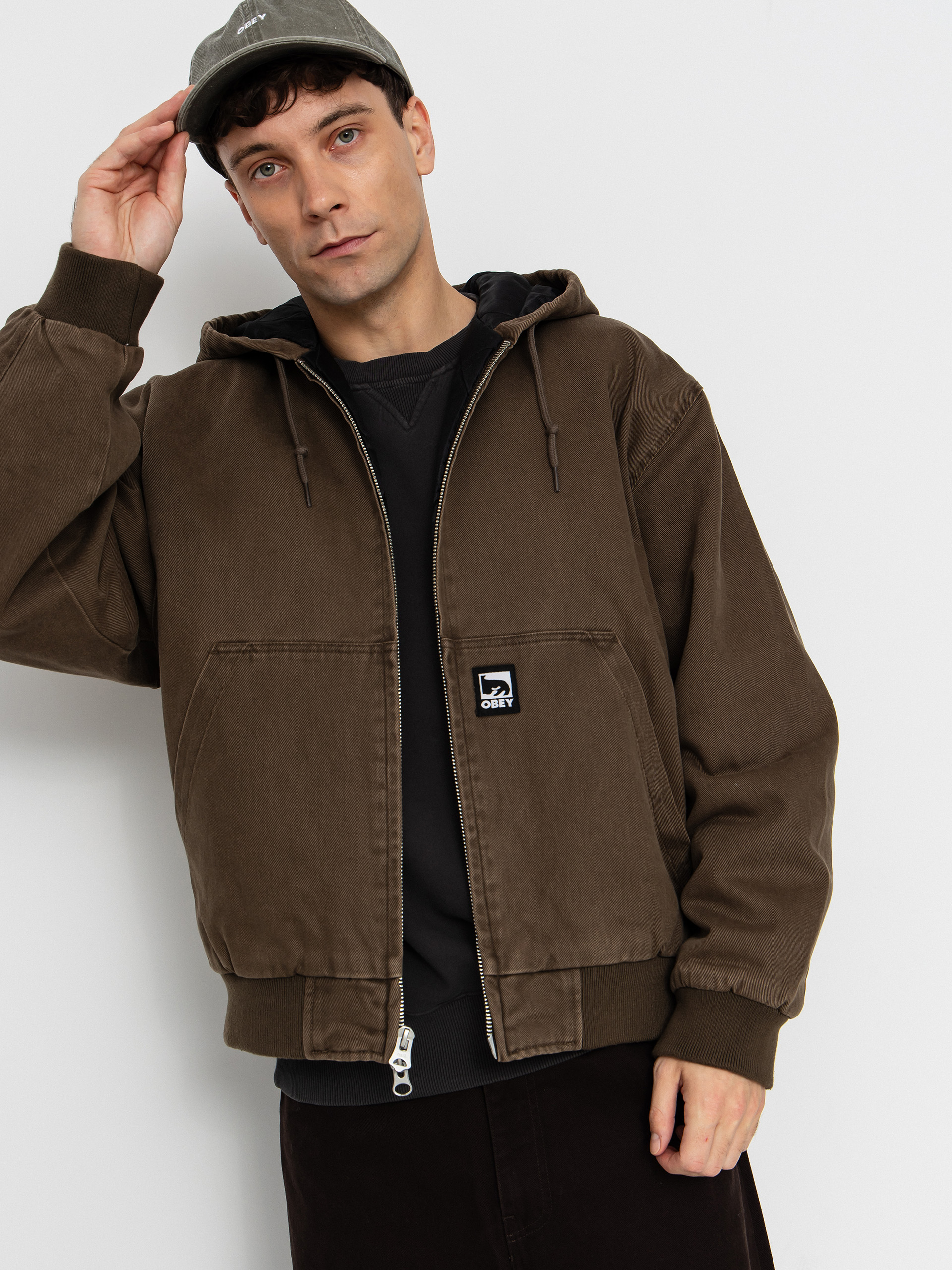 Kurtka z kapturem OBEY Obey Randy ZHD (wren faded wash)