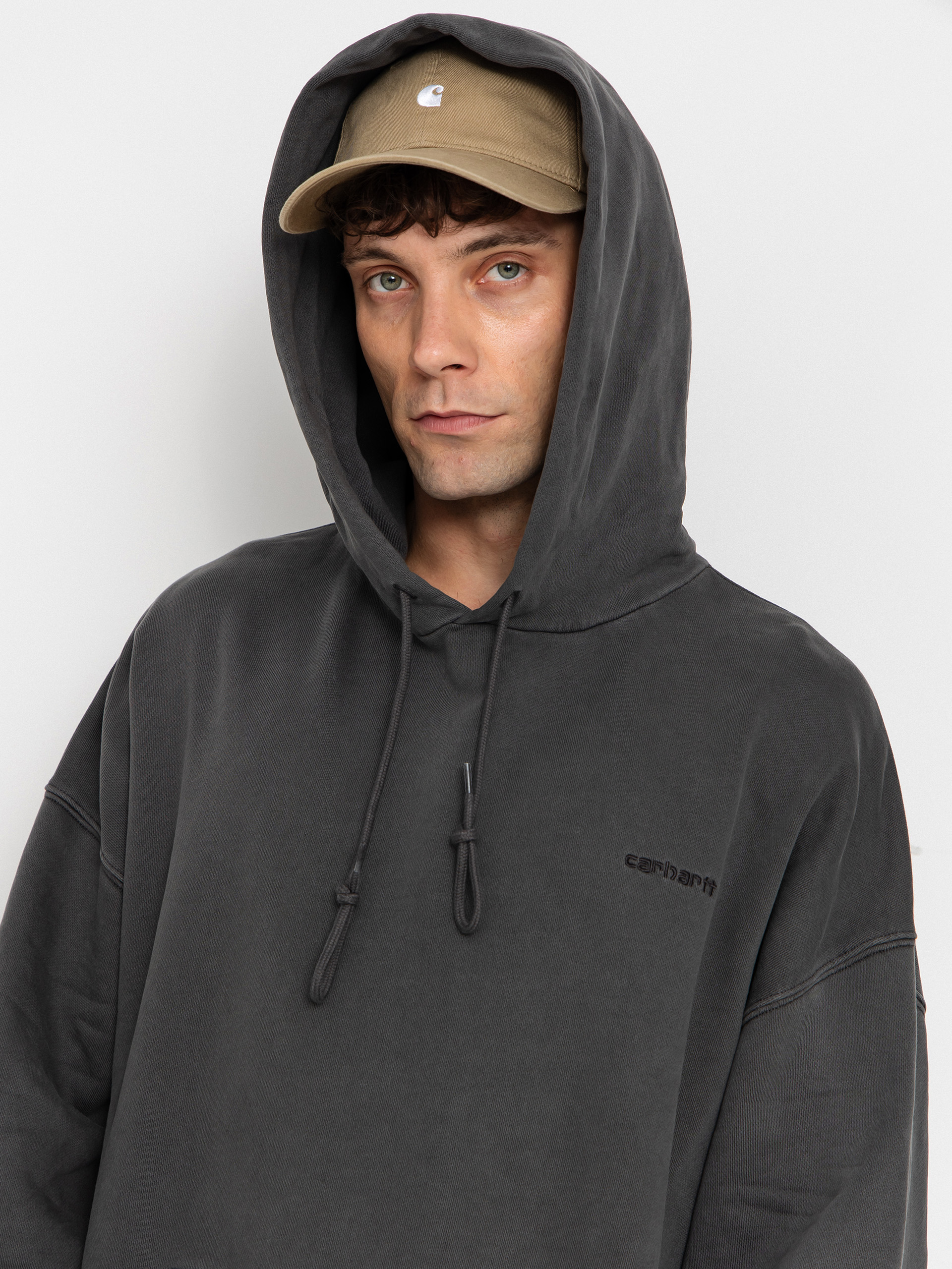 Bluza z kapturem Carhartt WIP Benton HD (graphite/garment dyed)