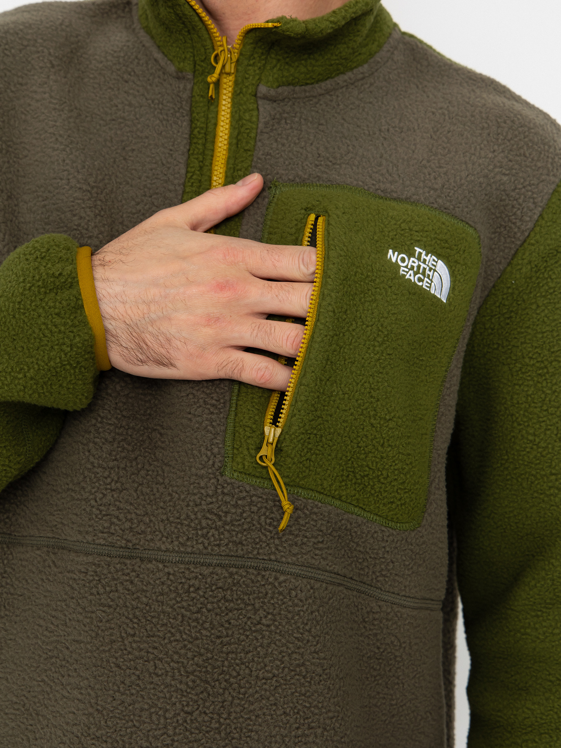 Męski Polar The North Face Yumiori 1/4 Zip (new taupe green/woodlan)