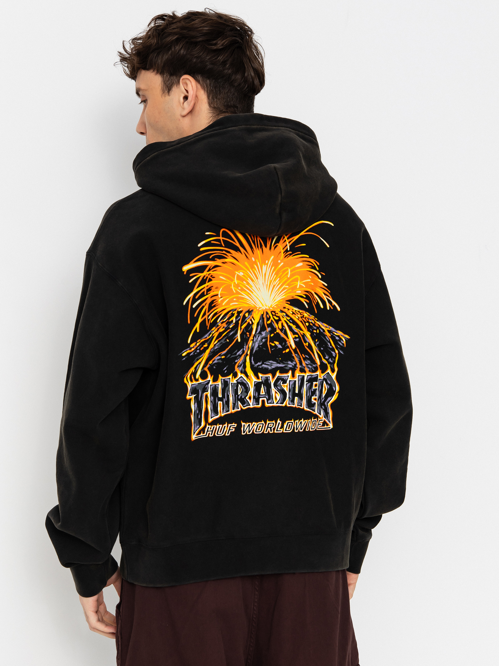 Bluza z kapturem HUF X Thrasher Meltdown Heavyweight HD (washed black)