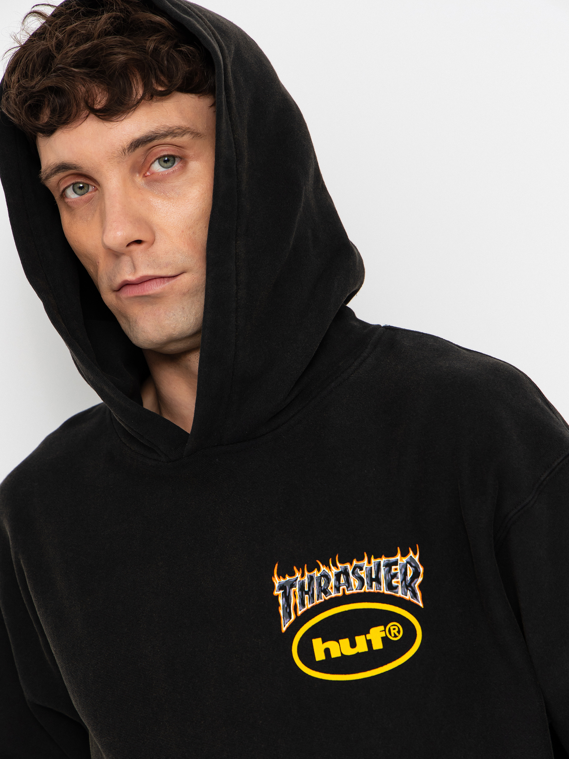 Bluza z kapturem HUF X Thrasher Meltdown Heavyweight HD (washed black)