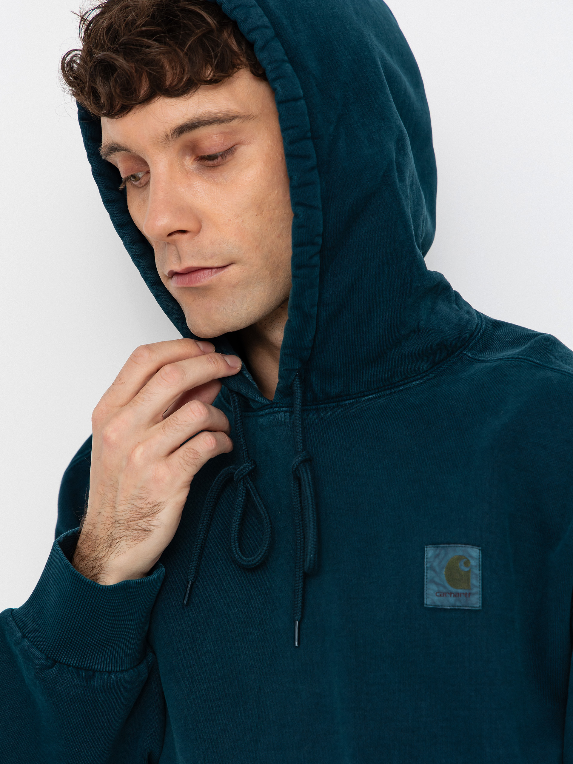 Bluza z kapturem Carhartt WIP Vista HD (deep lagoon/garment dyed)