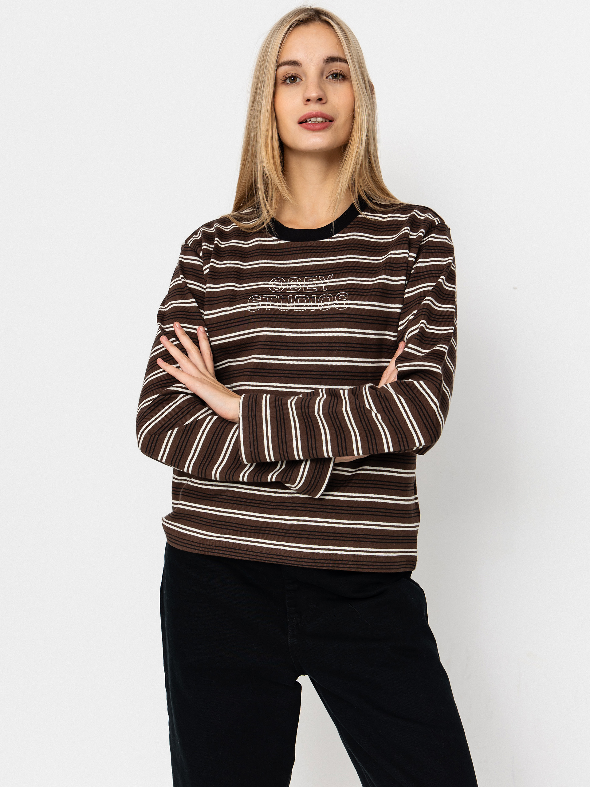 Longsleeve OBEY Louie Stripe Wmn (mushroom multi)