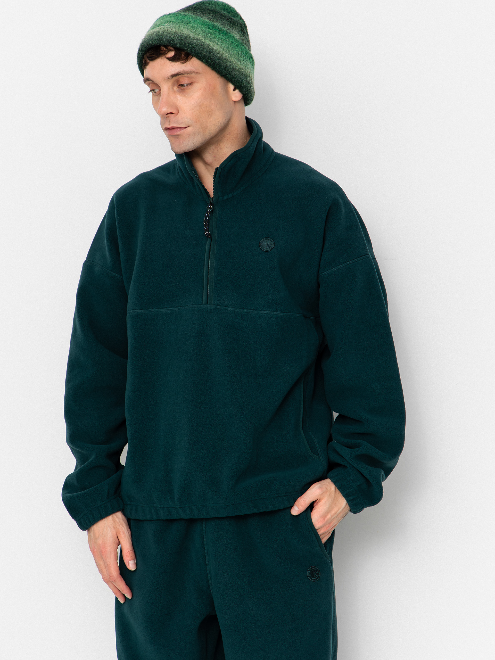 Kardigan Polar Skate Ivan Half Zip (dark emerald)