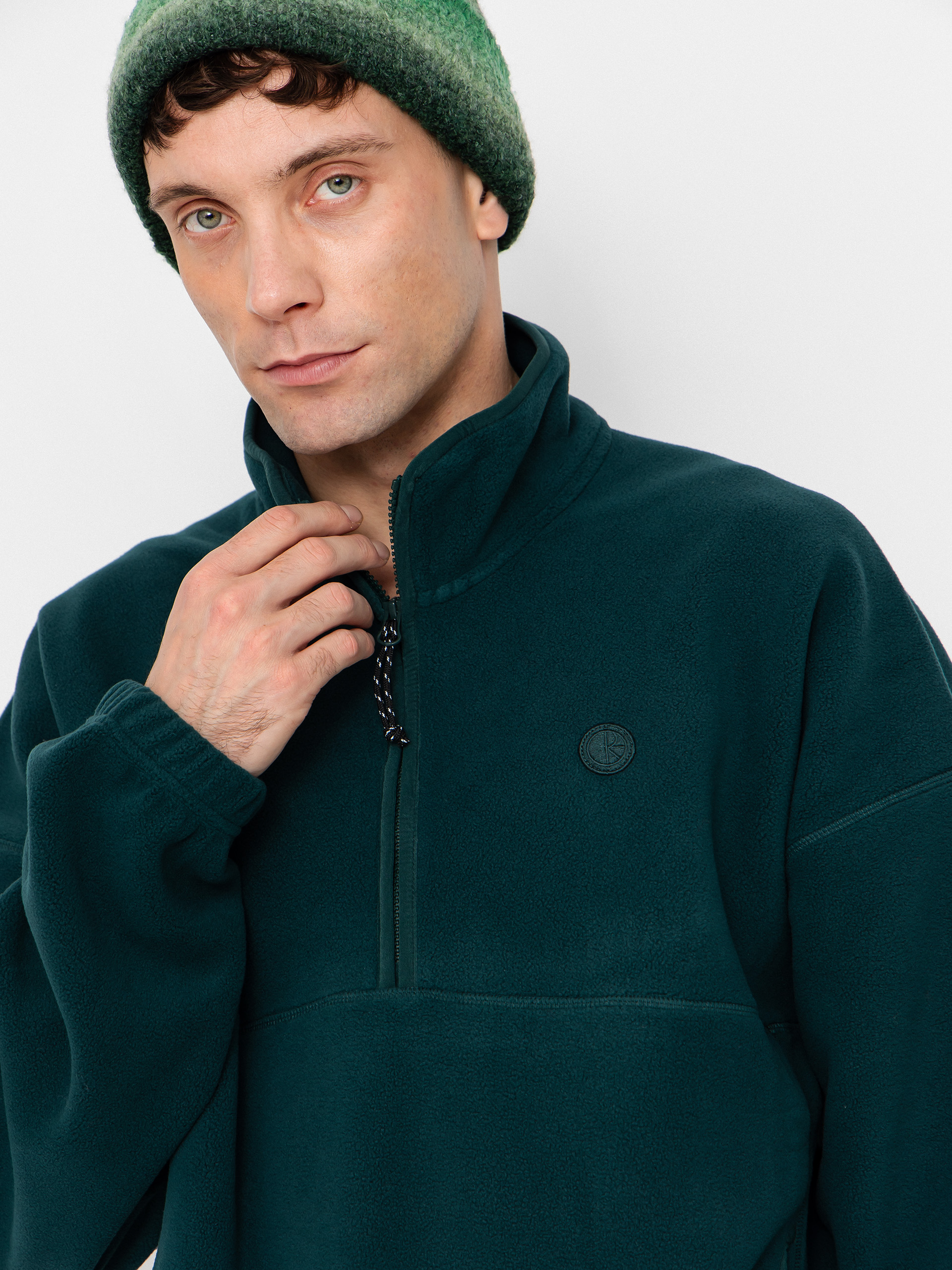 Kardigan Polar Skate Ivan Half Zip (dark emerald)