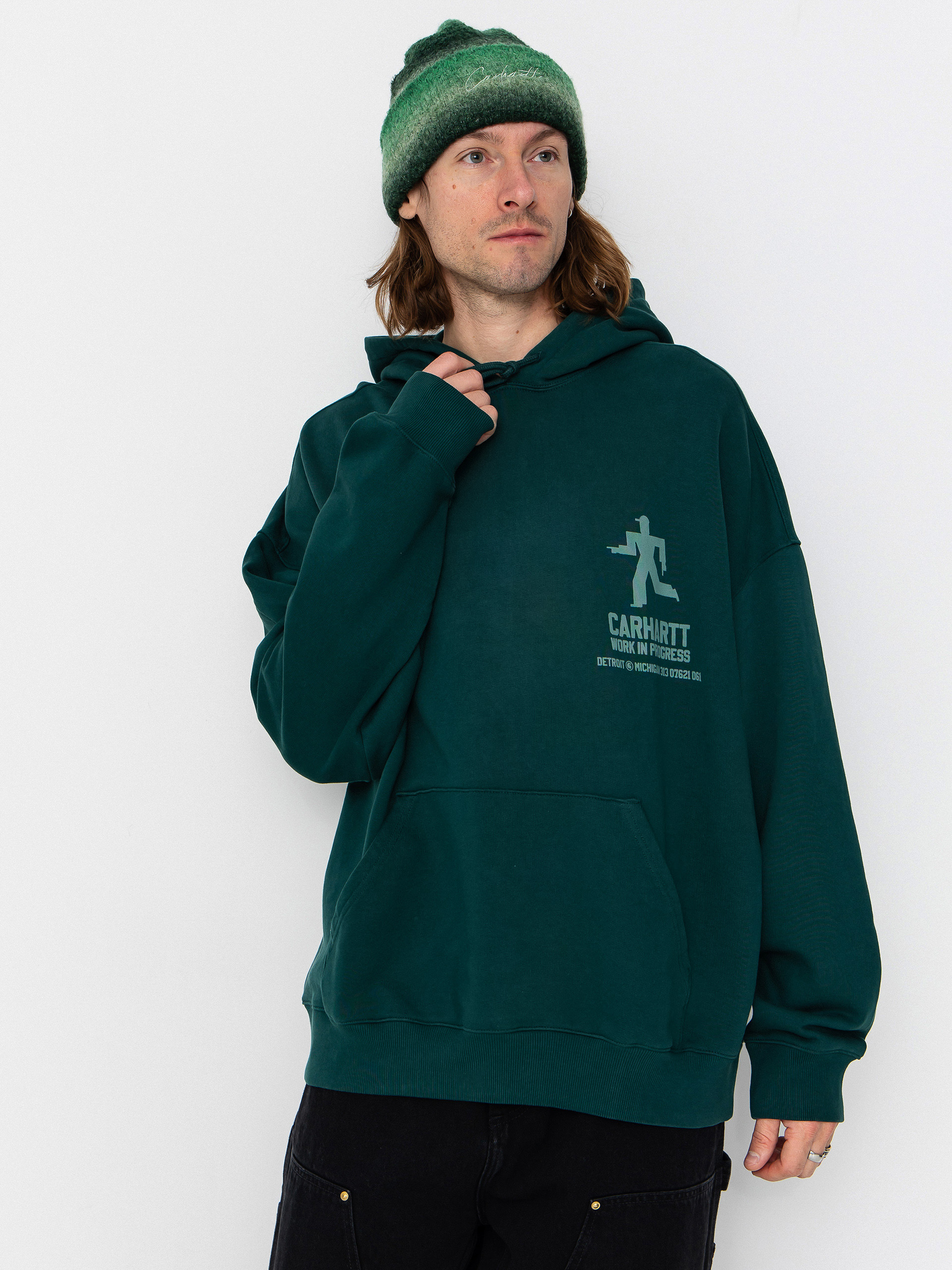 Bluza z kapturem Carhartt WIP Distance HD (dark fir/stone dyed)