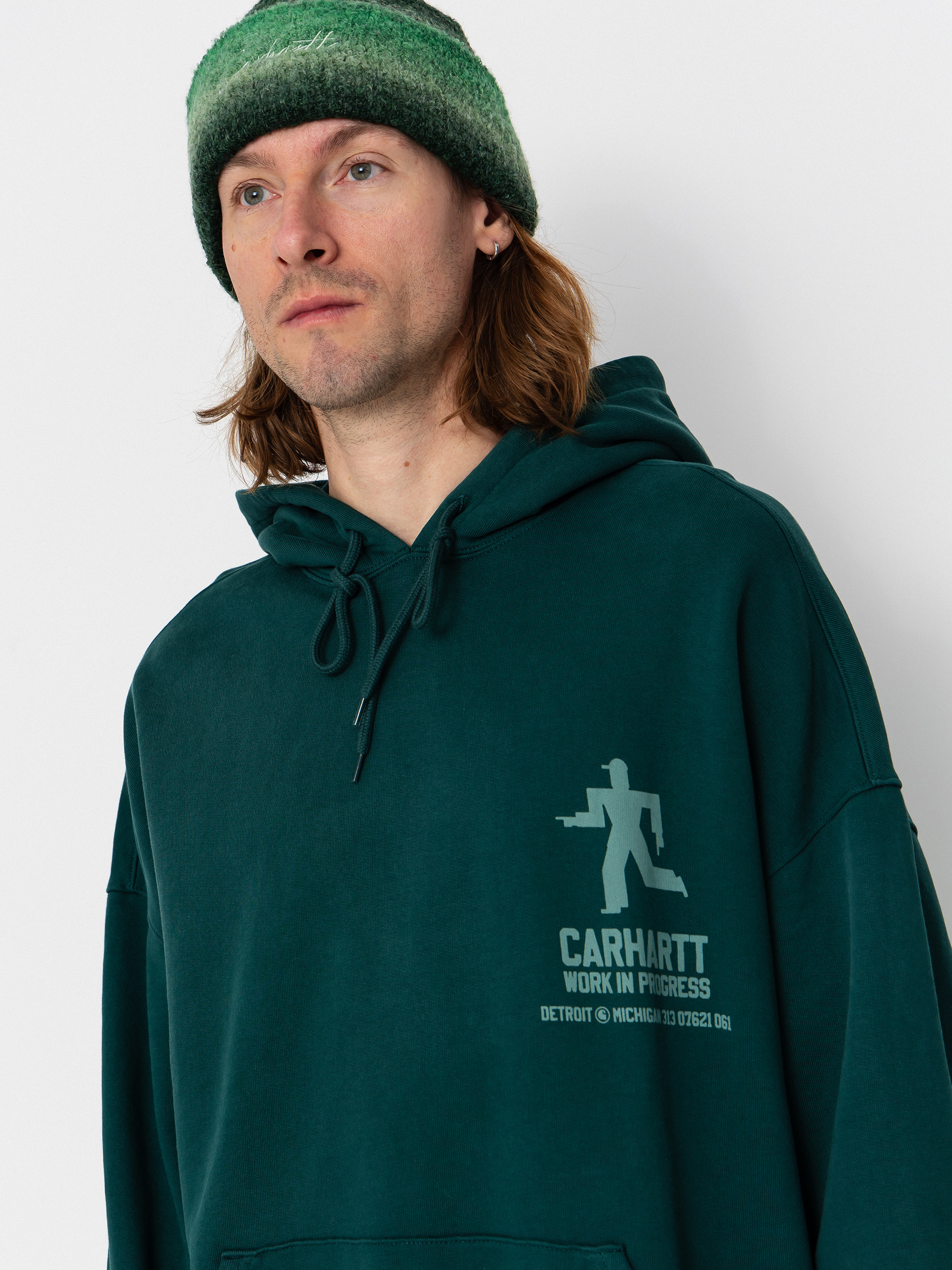 Bluza z kapturem Carhartt WIP Distance HD (dark fir/stone dyed)