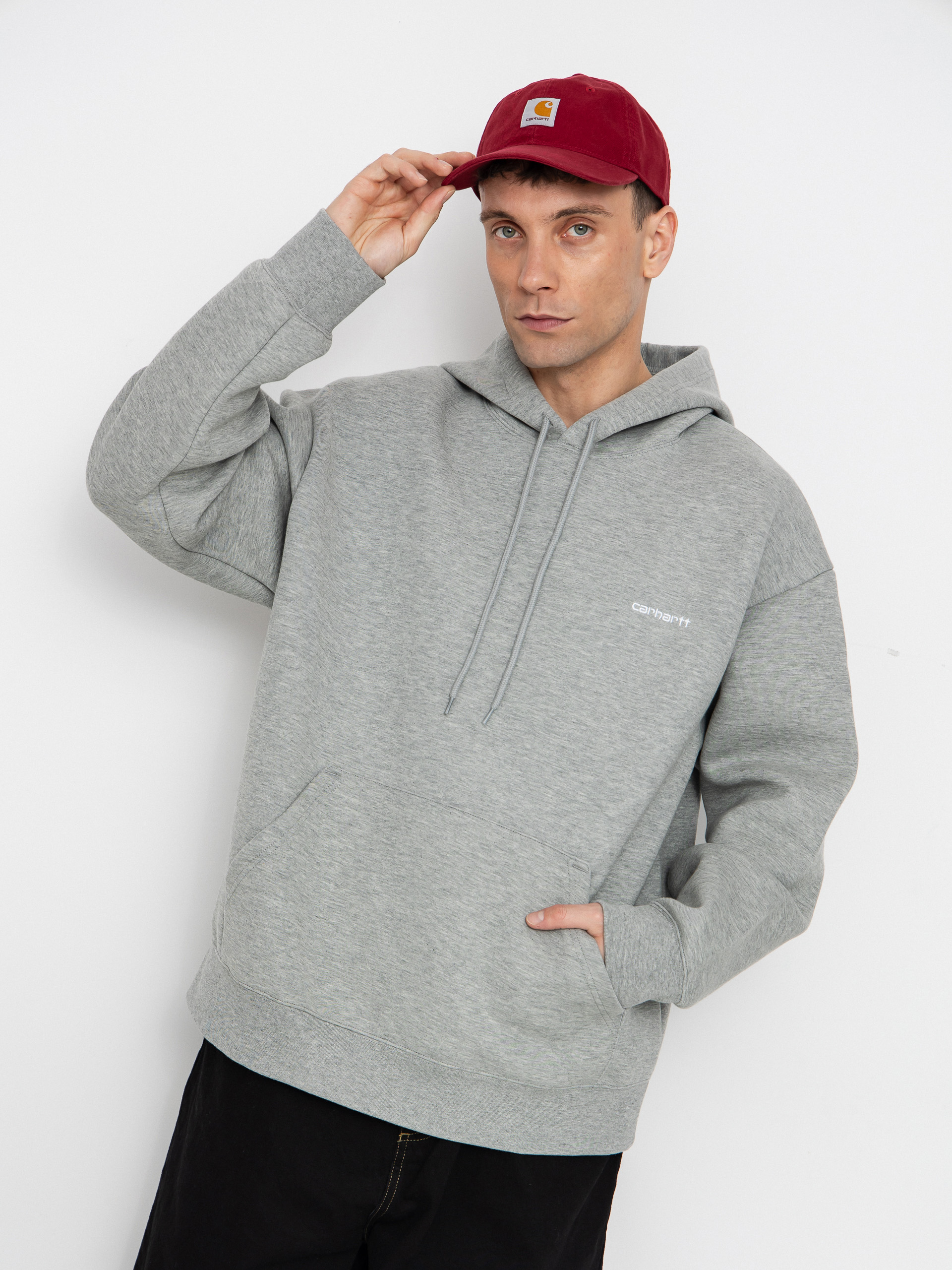 Bluza z kapturem Carhartt WIP Alda HD (grey heather/white)
