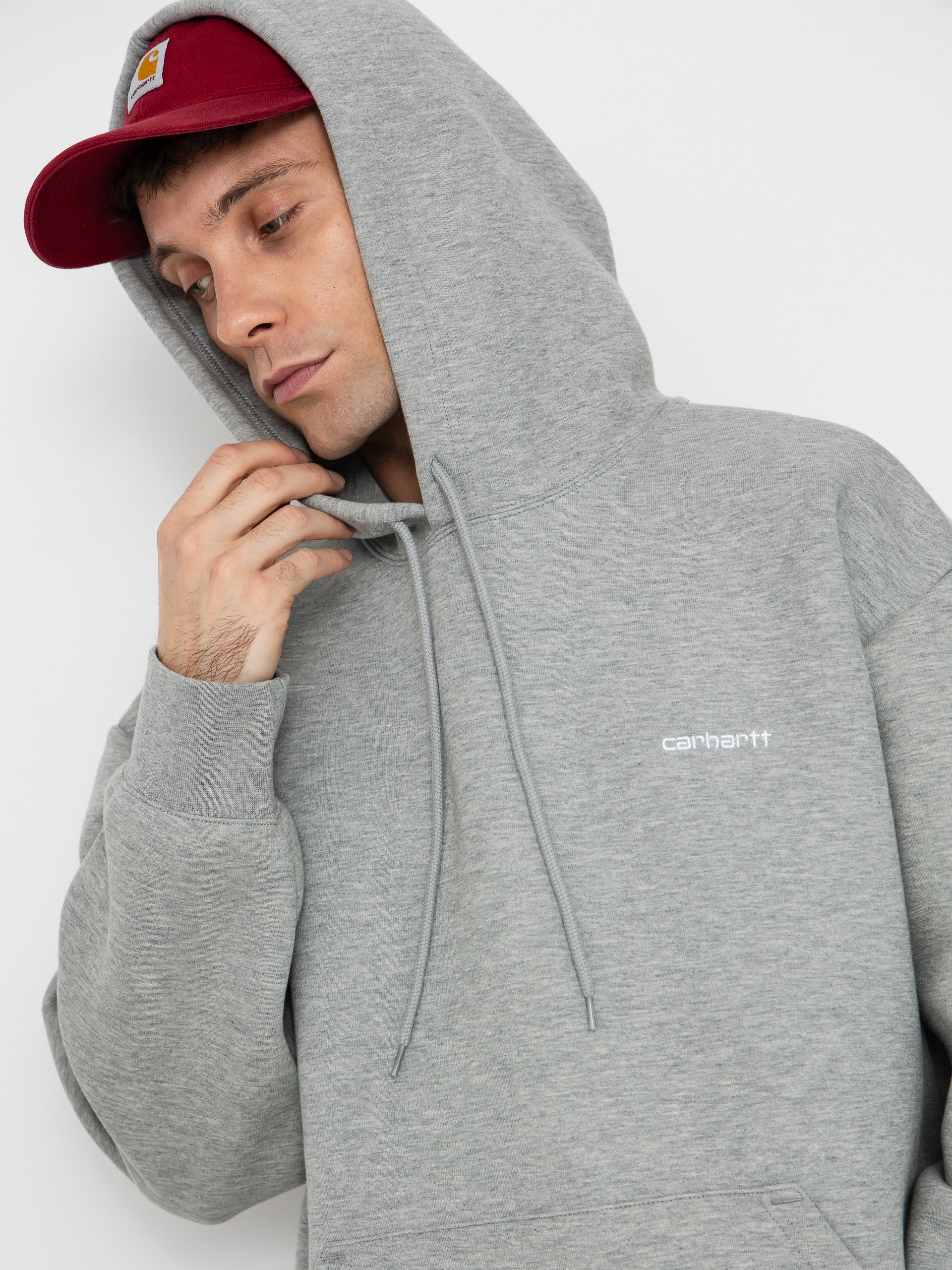Bluza z kapturem Carhartt WIP Alda HD (grey heather/white)