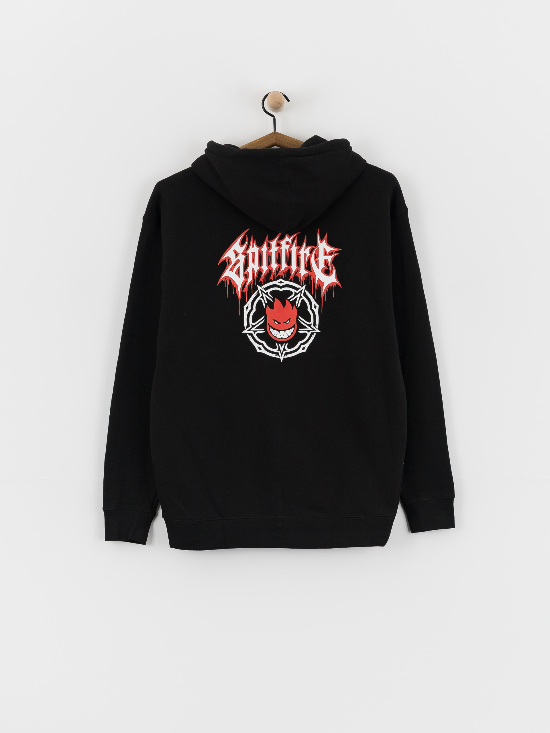 Bluza z kapturem Spitfire Pentagram Drip Dbl ZHD (black w/red & white prints)