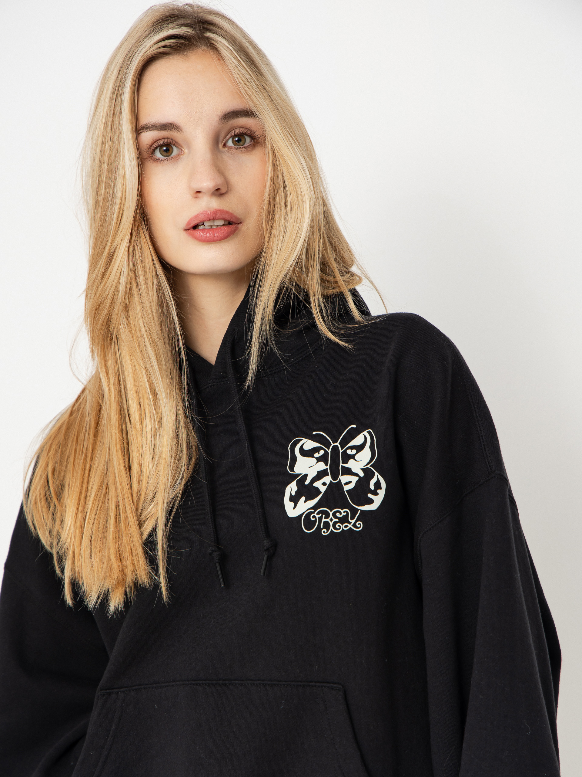 Bluza z kapturem OBEY Butterfly Baggy Relaxed HD Wmn (digital black)