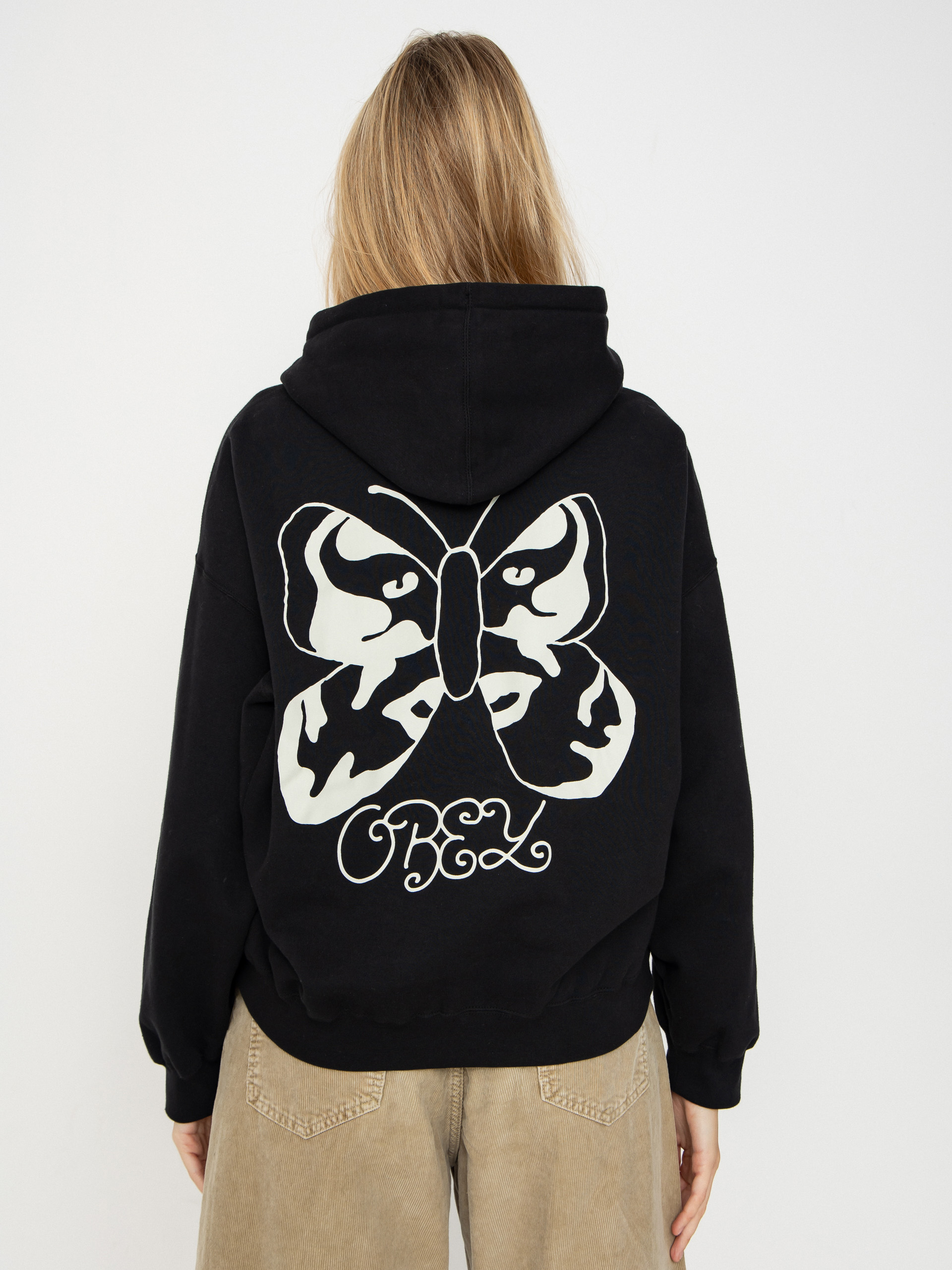 Bluza z kapturem OBEY Butterfly Baggy Relaxed HD Wmn (digital black)
