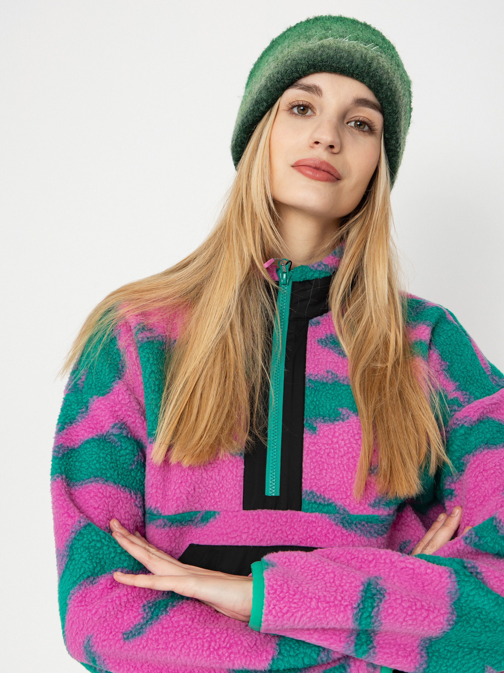 Damski Polar Picture Zelkova Printed 1/4 Zip (retro bliss print)