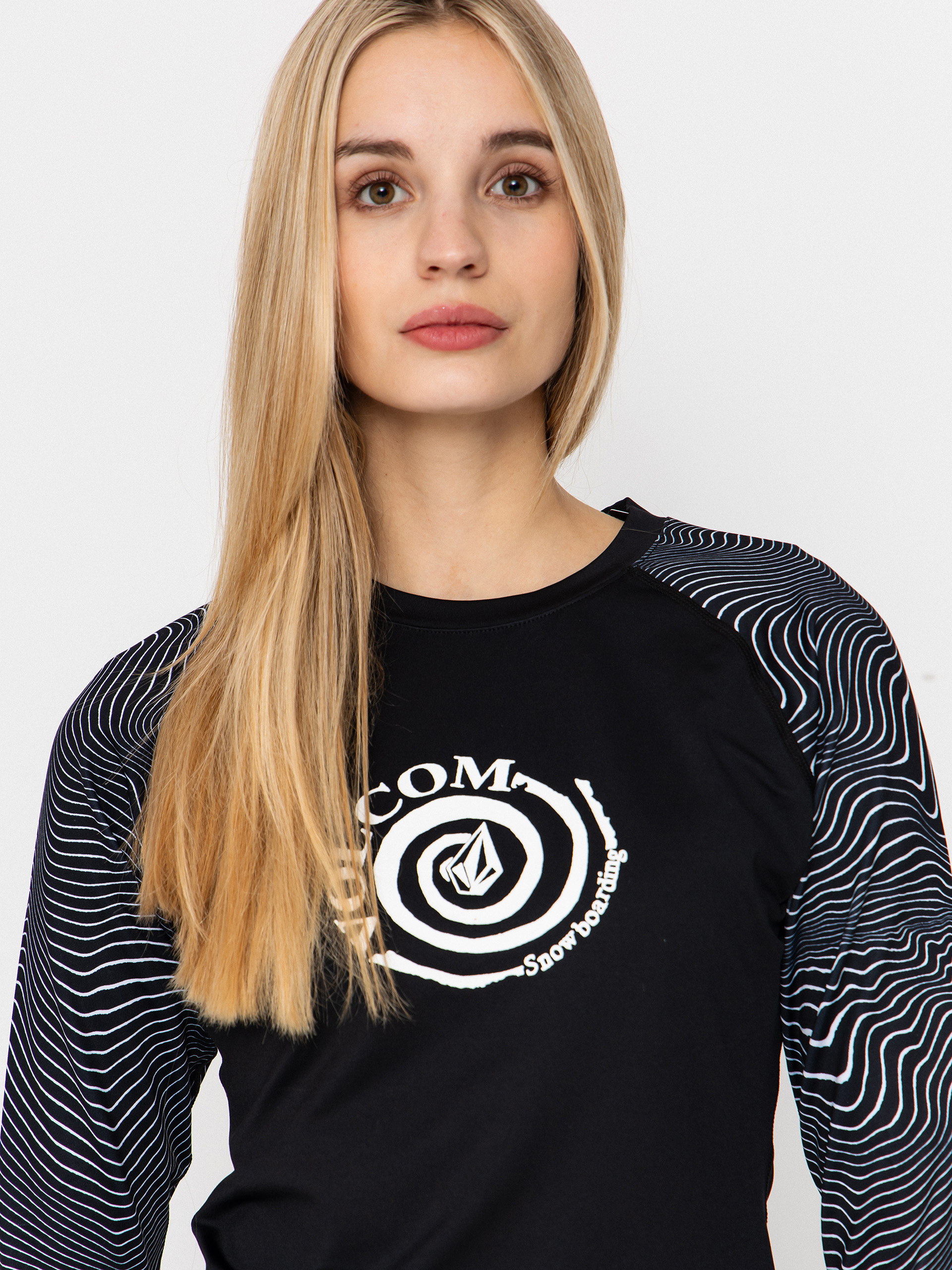Damski Longsleeve aktywny Volcom V Science Crew (black white)