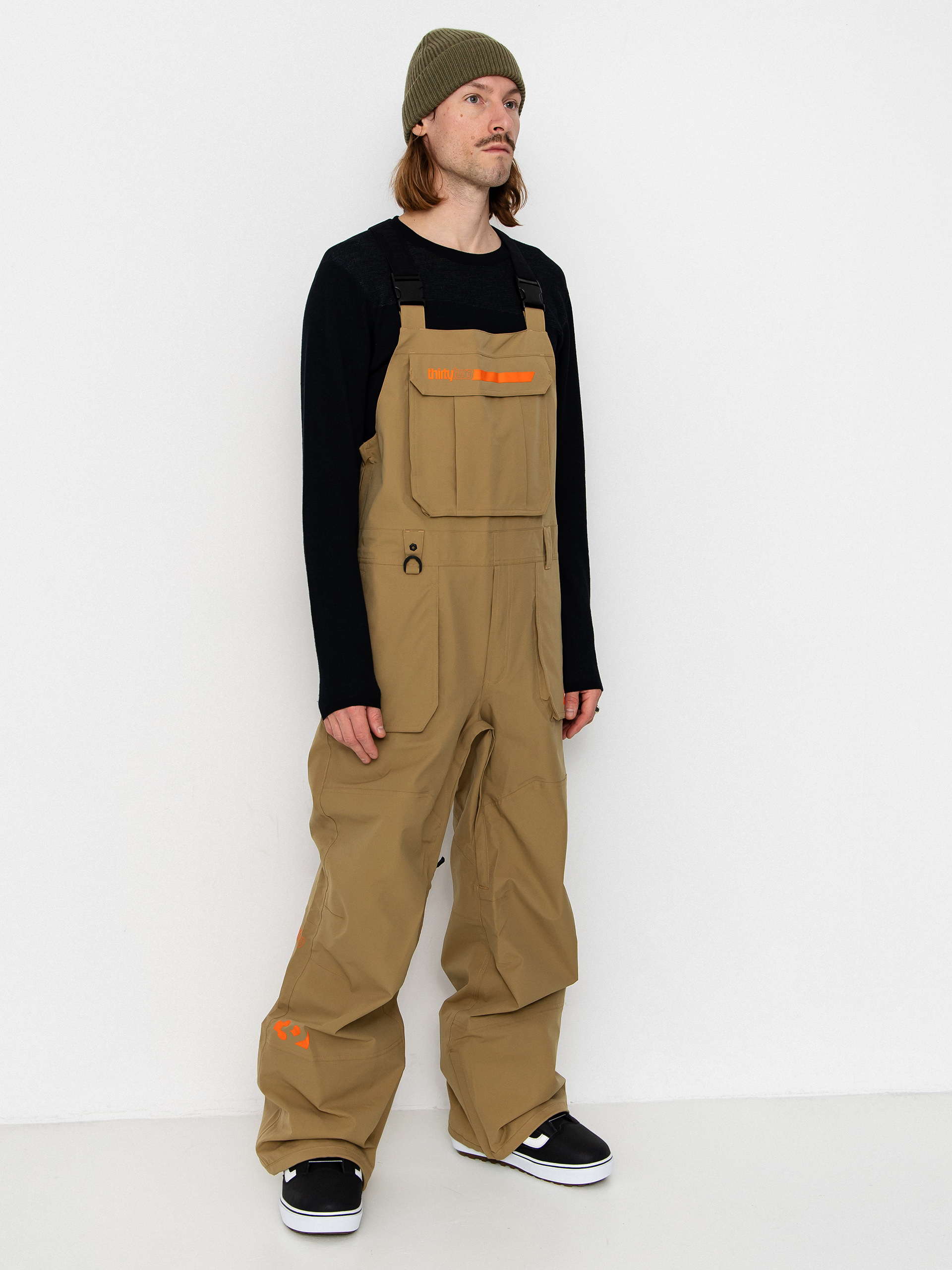 Męskie Spodnie snowboardowe ThirtyTwo Basement Bib (khaki)