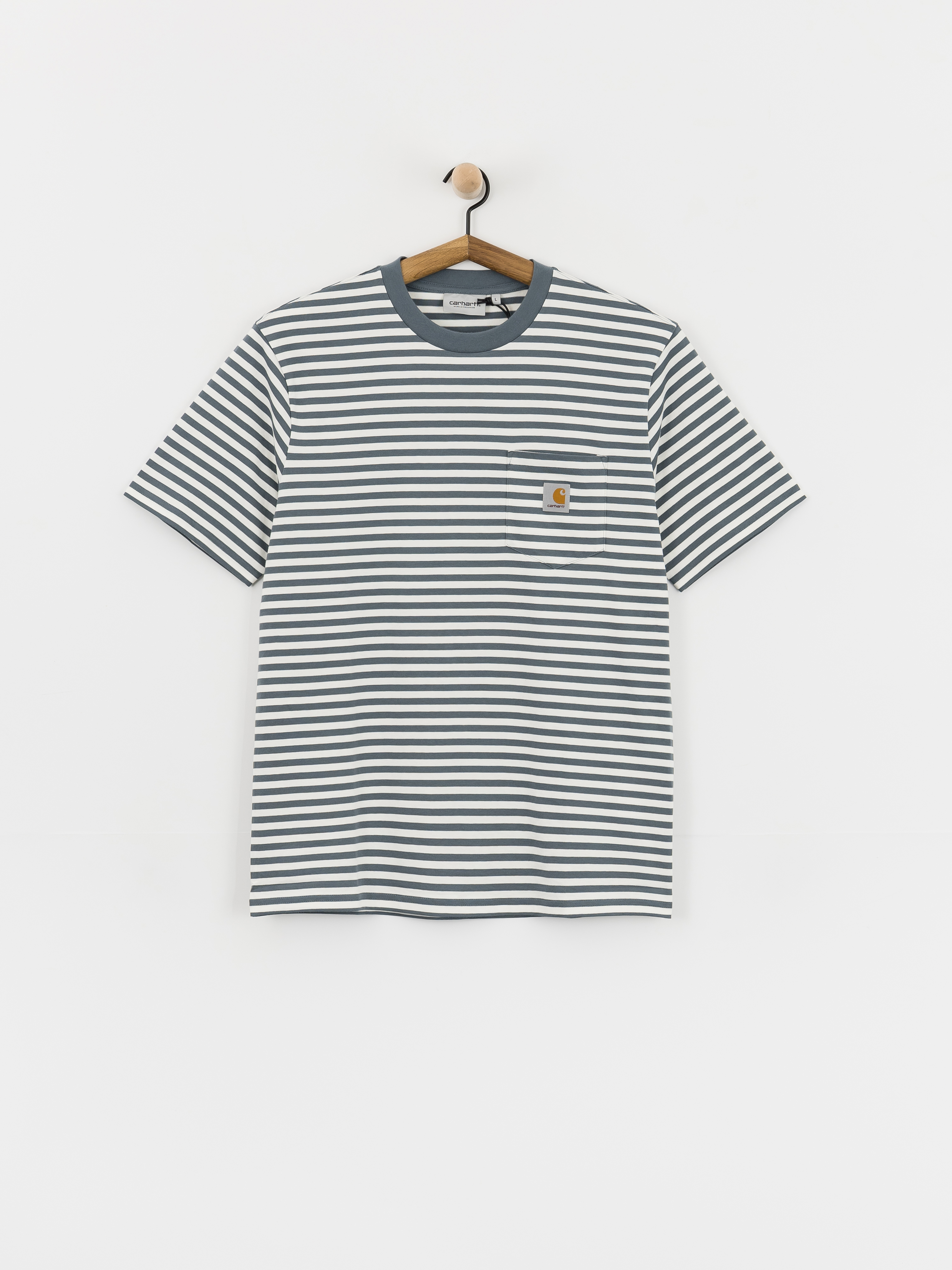 T-shirt Carhartt WIP Ezra Pocket (ezra stripe/cozy blue/wax)