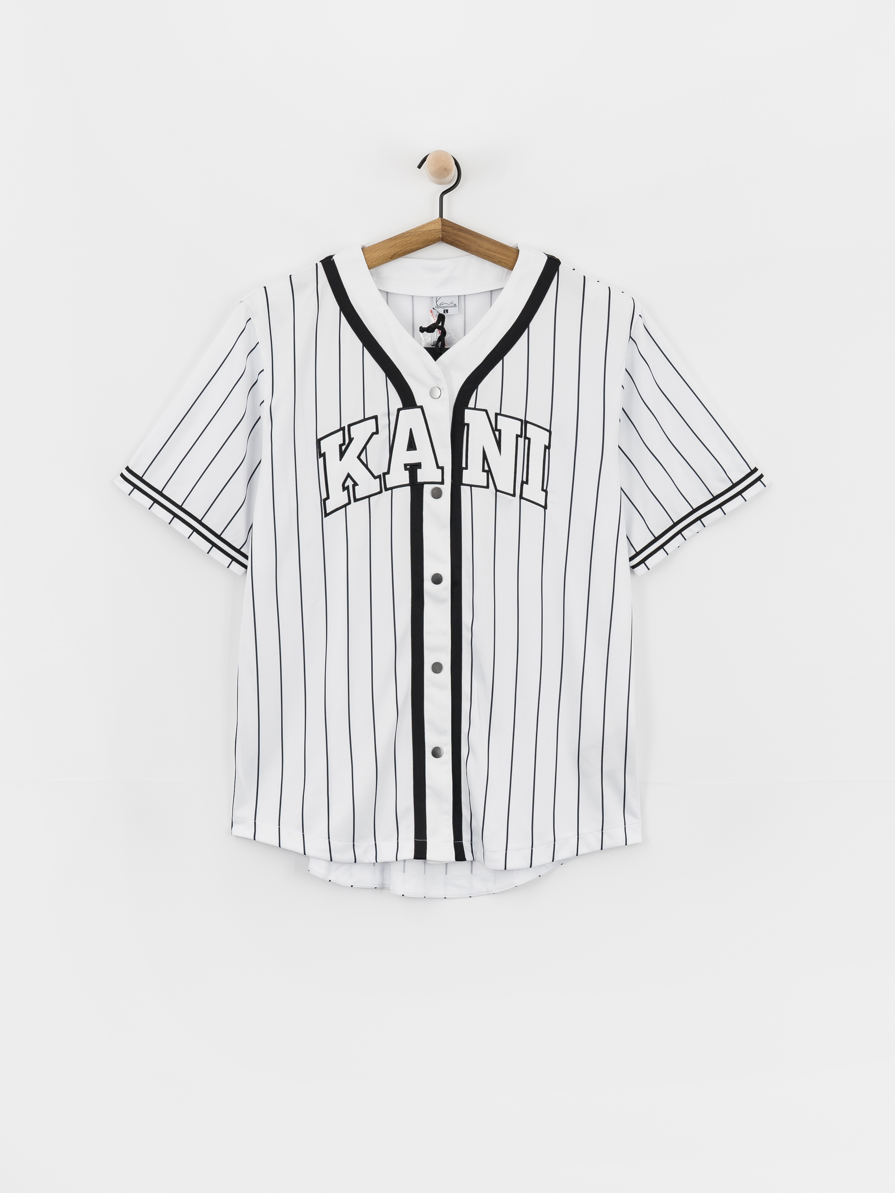 Koszula Karl Kani Serif Pinstripe Baseball (white/black)