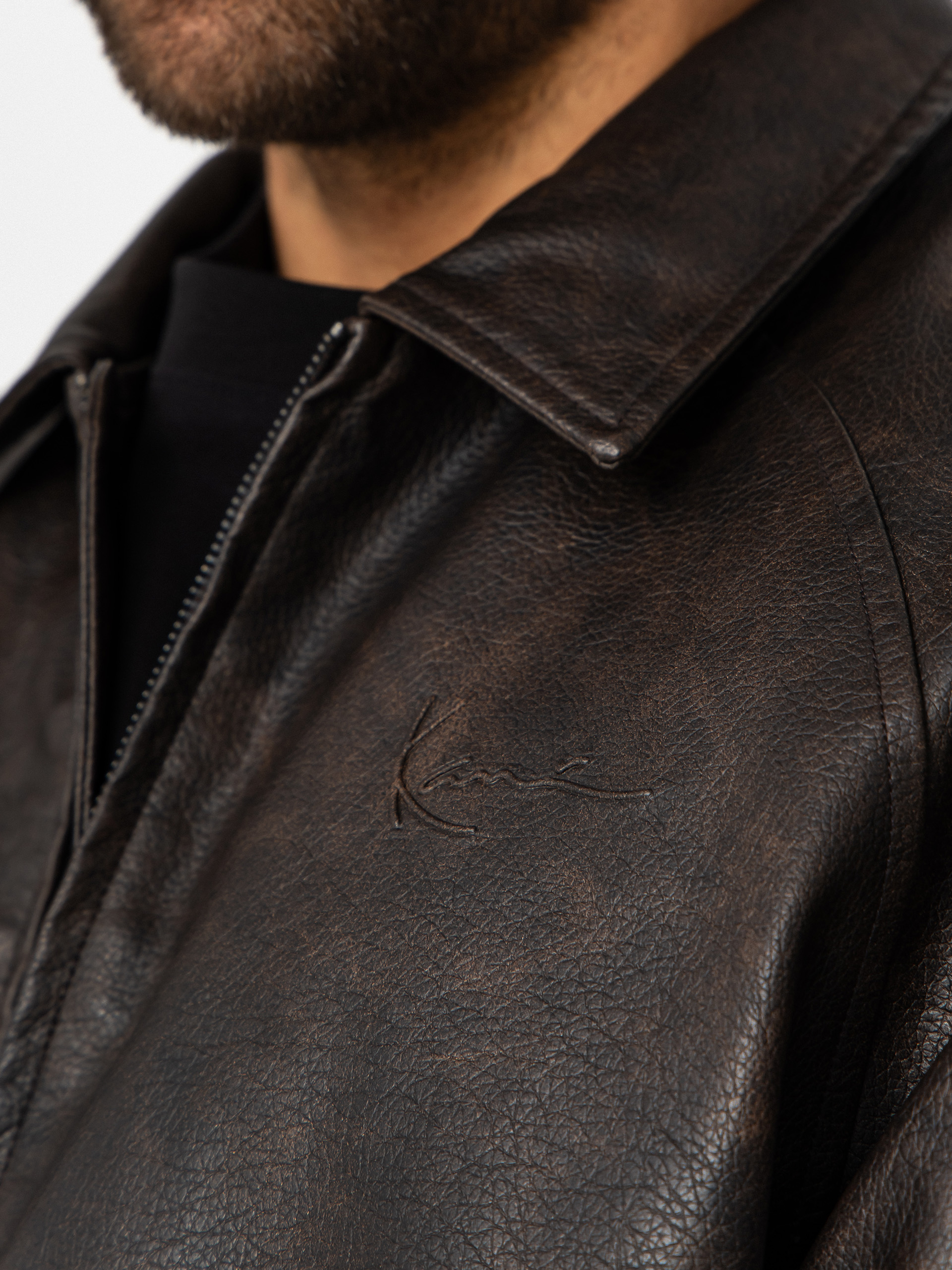 Kurtka Karl Kani Signature Pu Leather Bomber (brown)