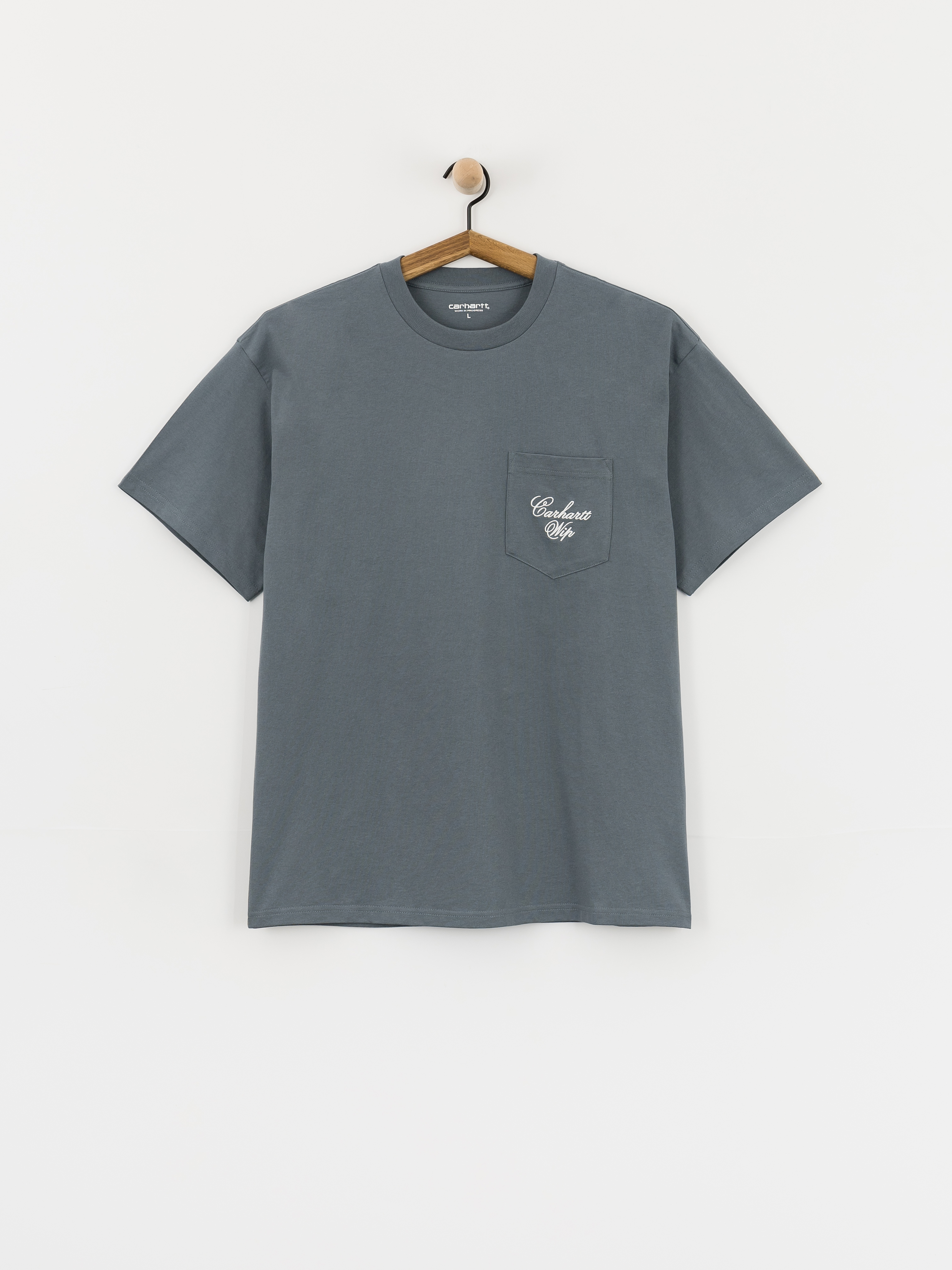 T-shirt Carhartt WIP Longhand Pocket (cozy blue/white)
