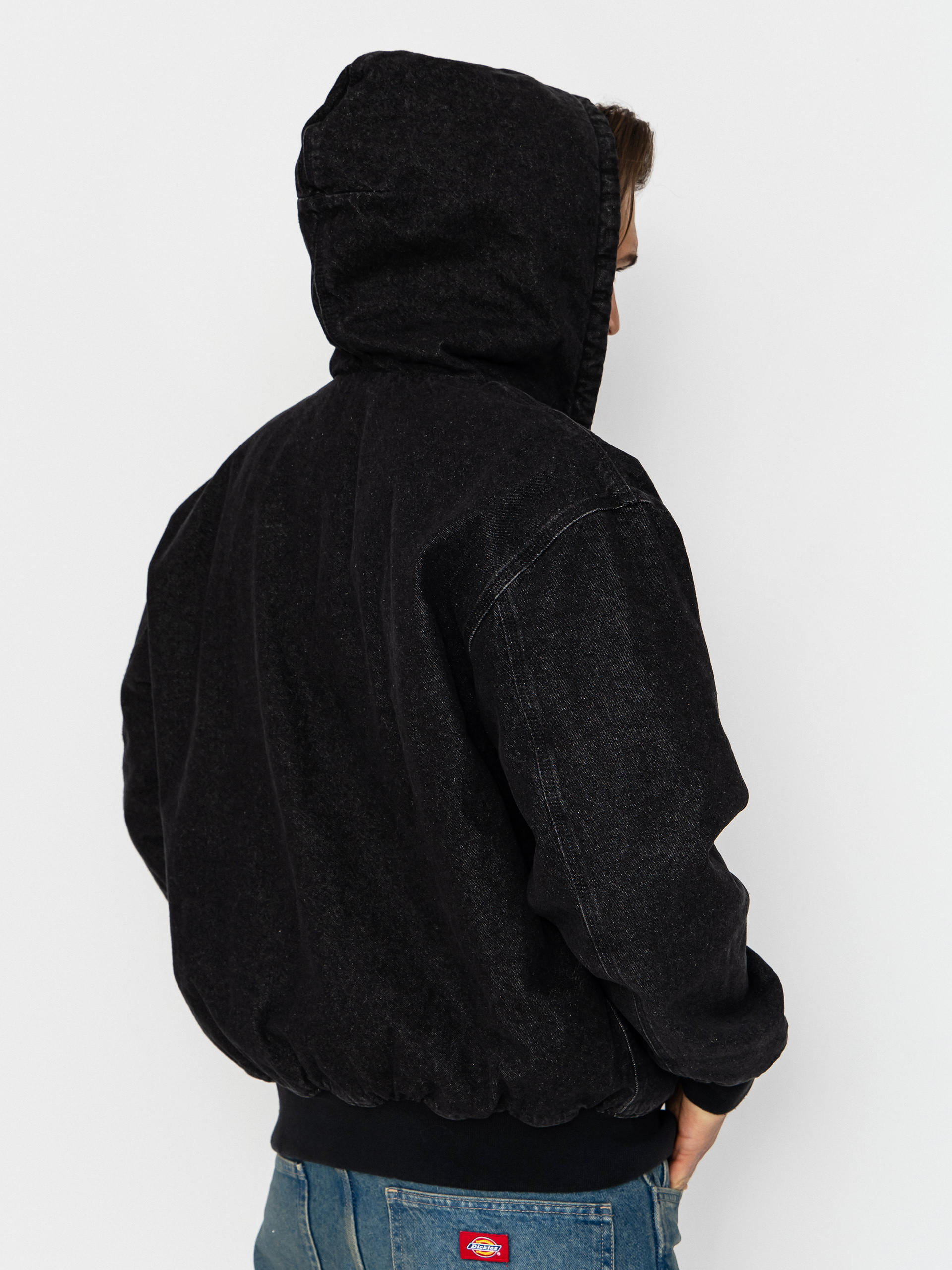 Kurtka Dickies Hilham Lined Denim Hooded Bomber (black wash faded)