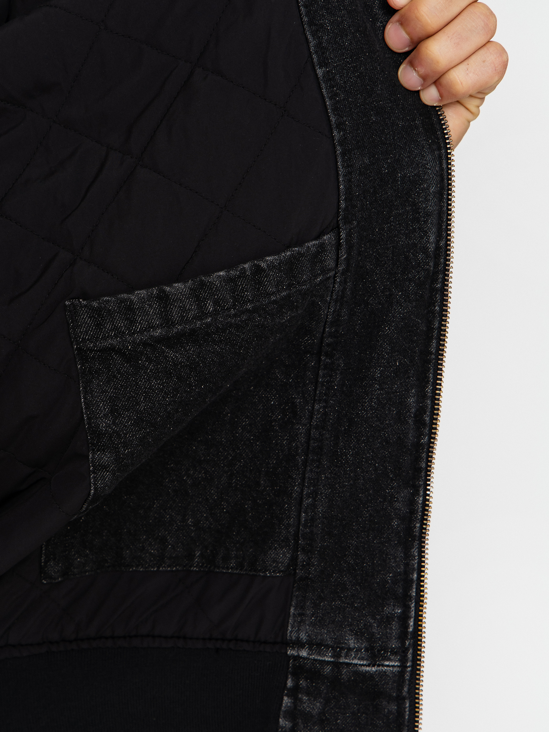 Kurtka Dickies Hilham Lined Denim Hooded Bomber (black wash faded)