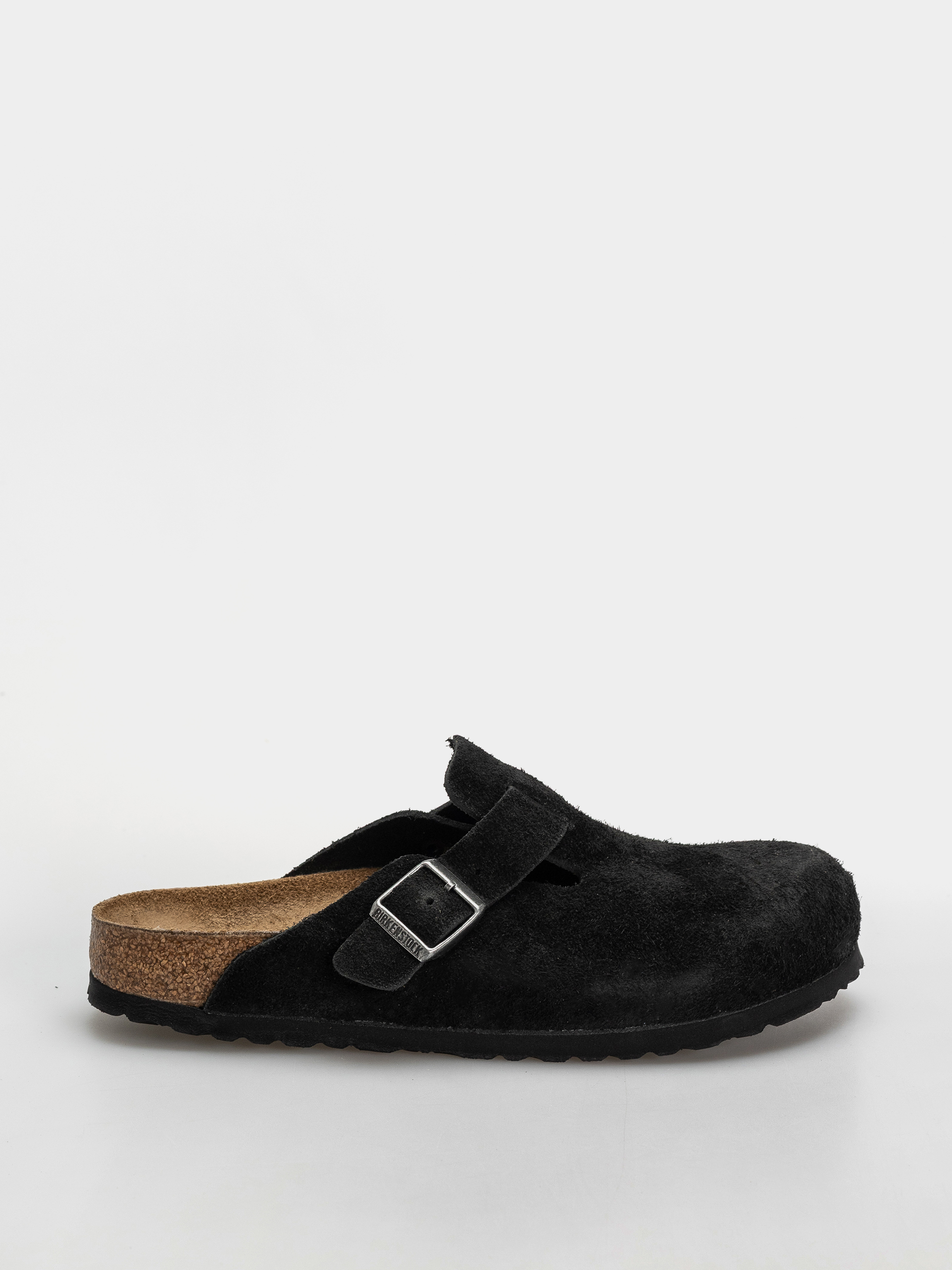 Klapki Birkenstock Boston Suede Leather Narrow (black)