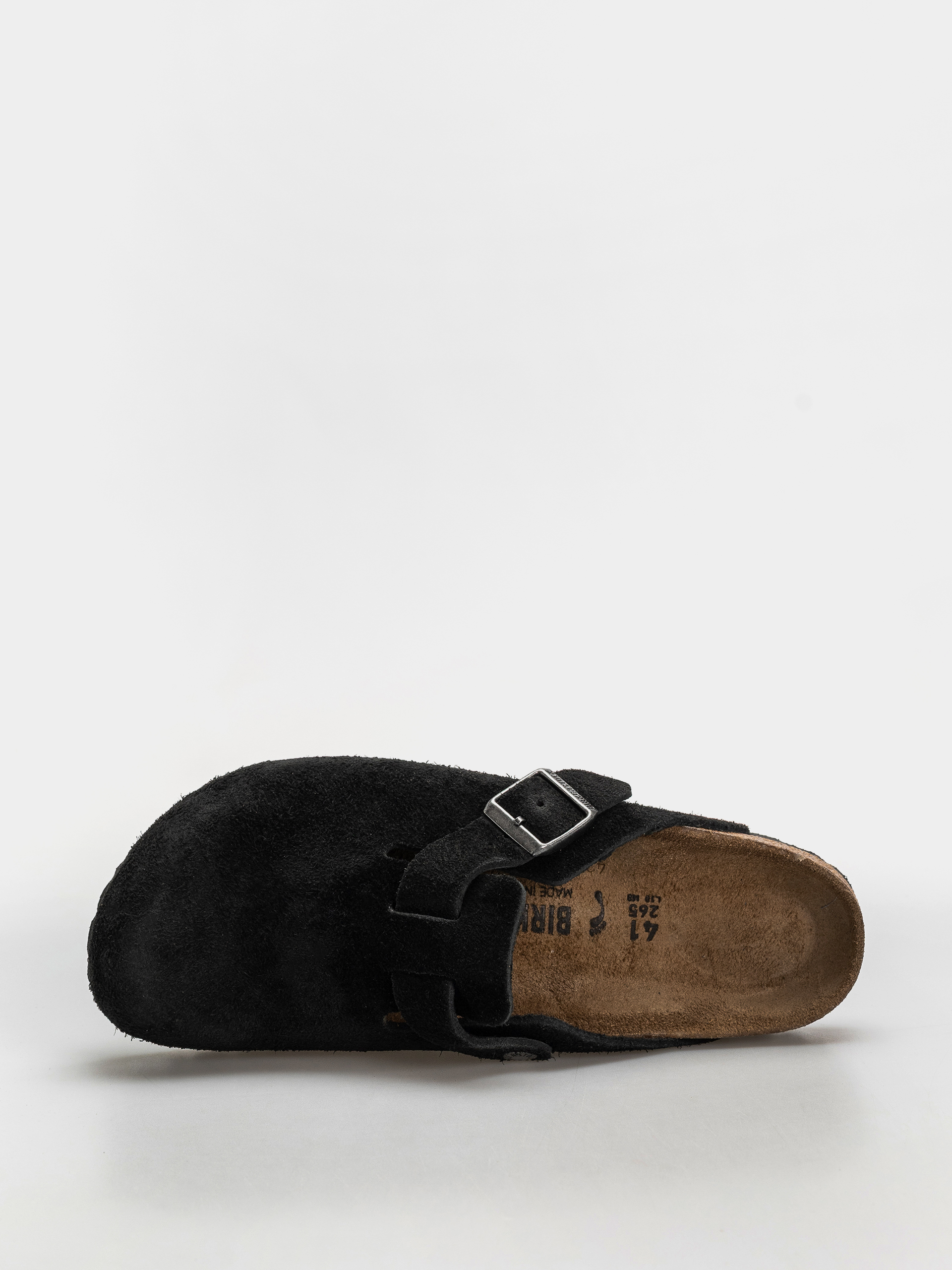 Klapki Birkenstock Boston Suede Leather Narrow (black)