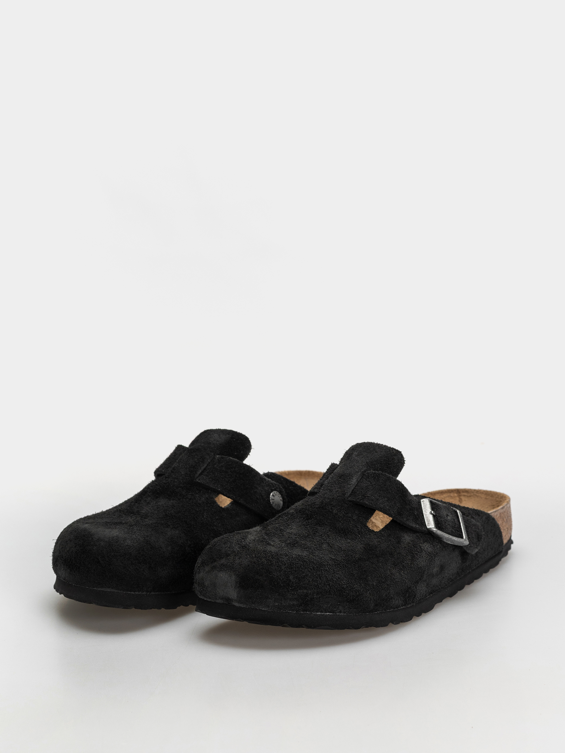 Klapki Birkenstock Boston Suede Leather Narrow (black)