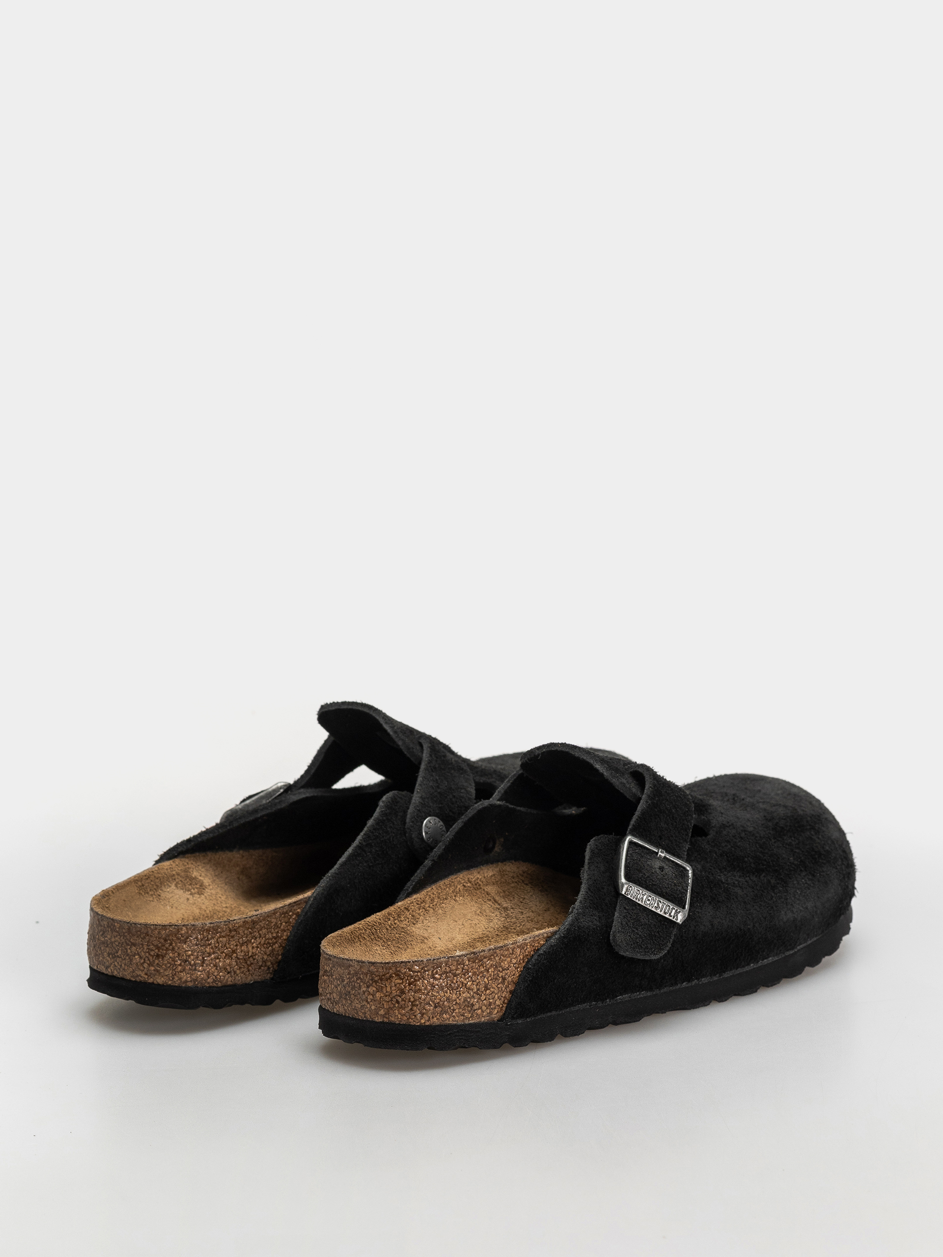 Klapki Birkenstock Boston Suede Leather Narrow (black)