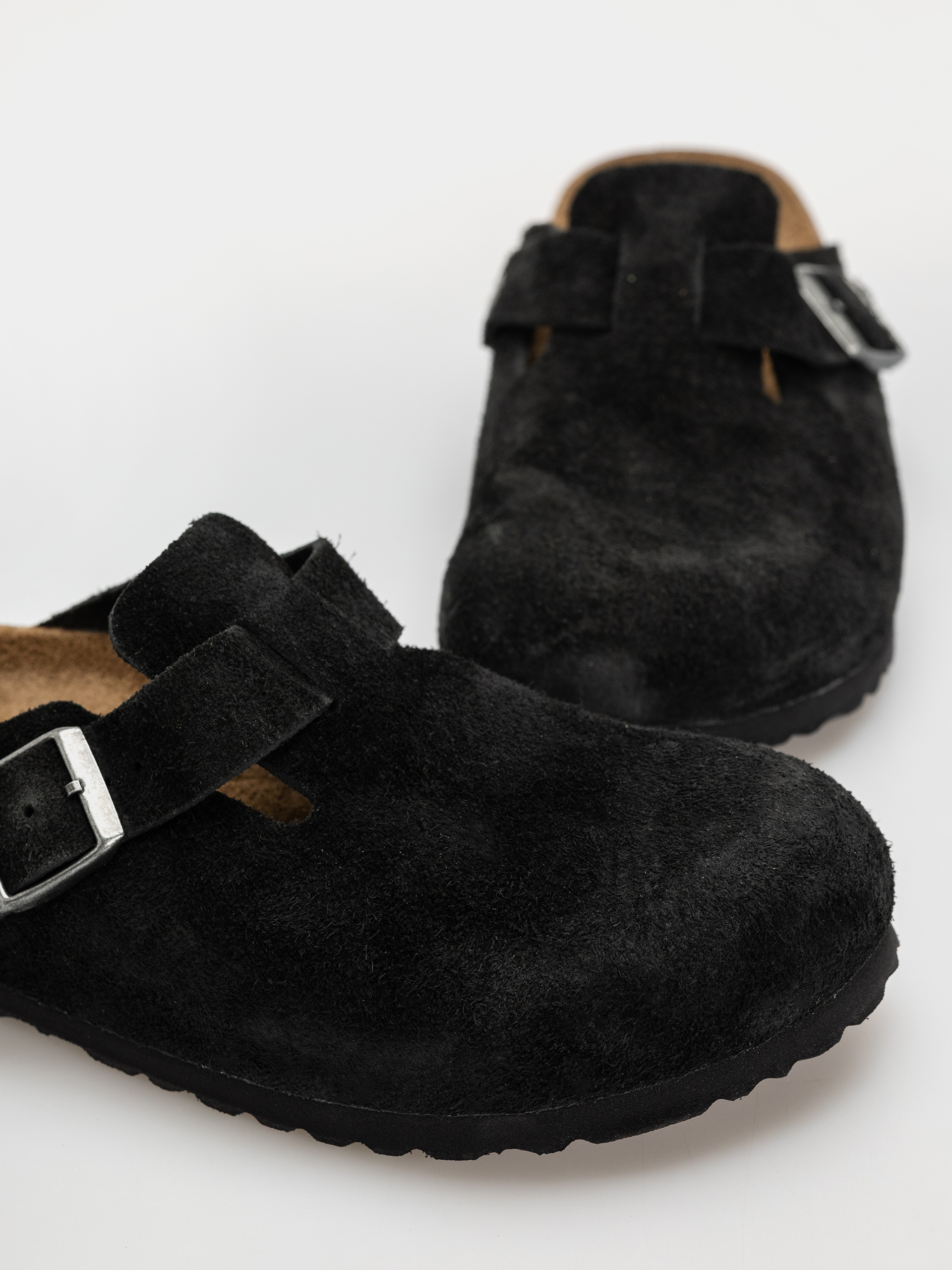 Klapki Birkenstock Boston Suede Leather Narrow (black)