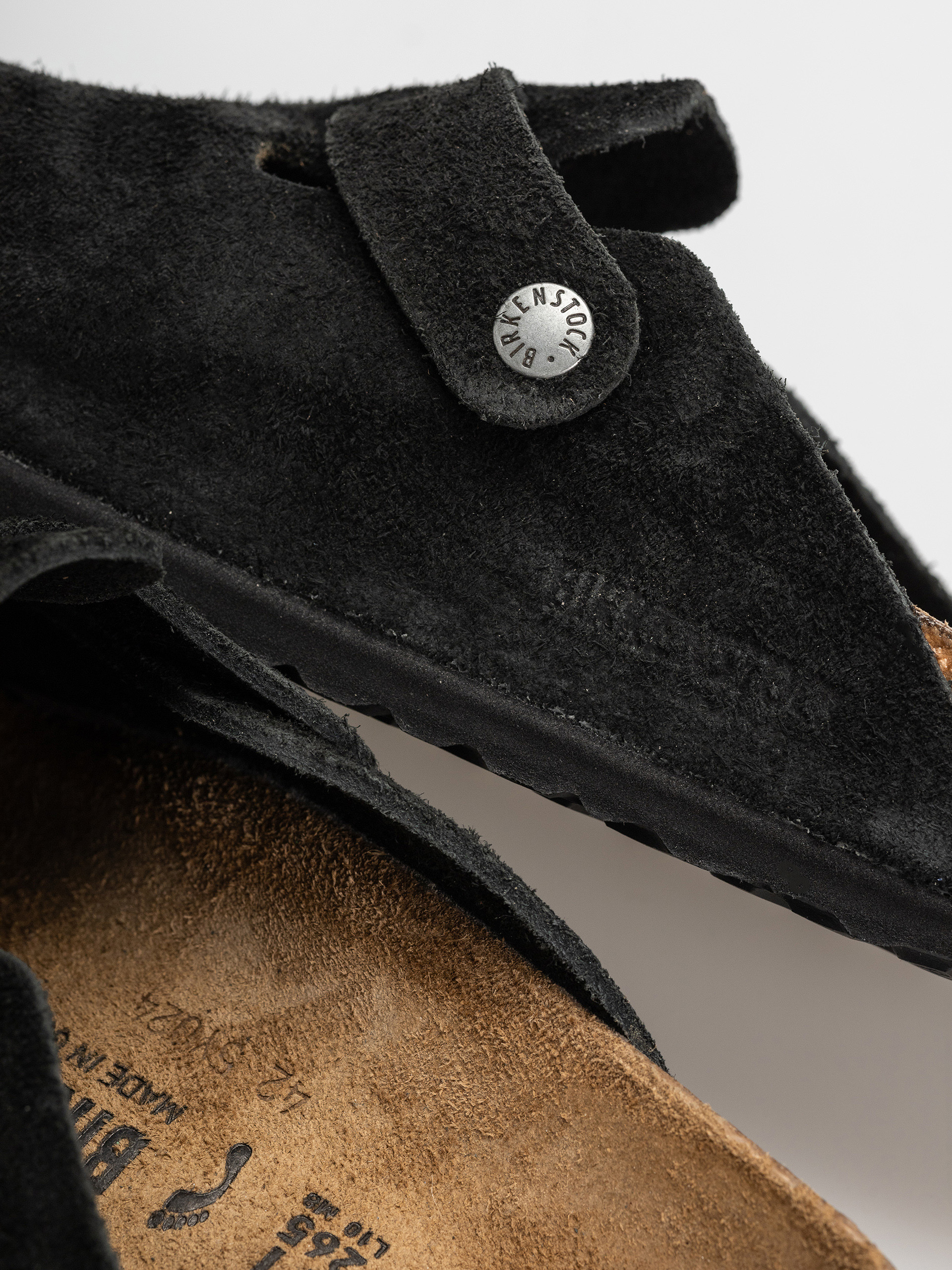 Klapki Birkenstock Boston Suede Leather Narrow (black)