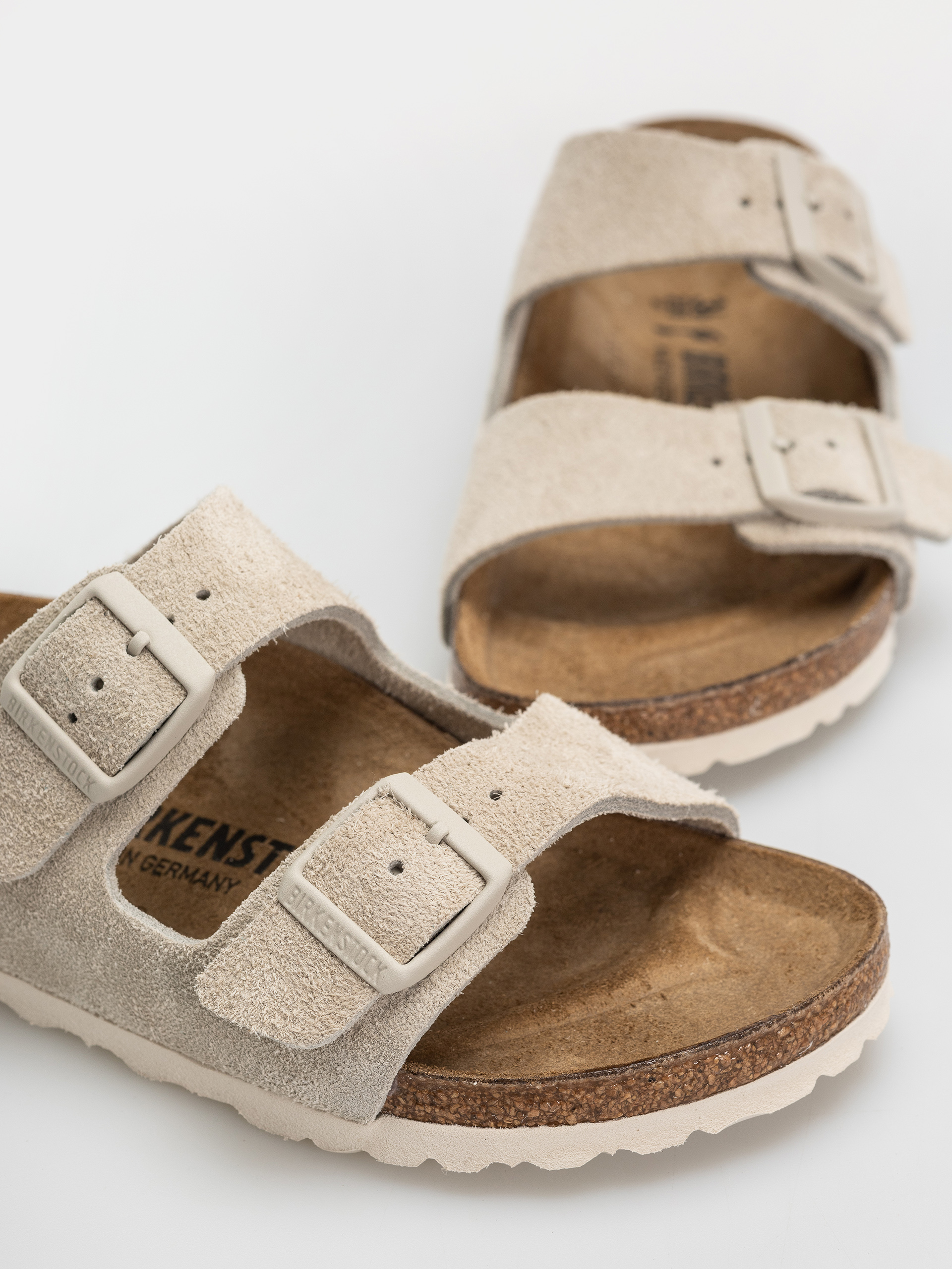 Klapki Birkenstock Arizona Suede Leather Narrow (oyster)
