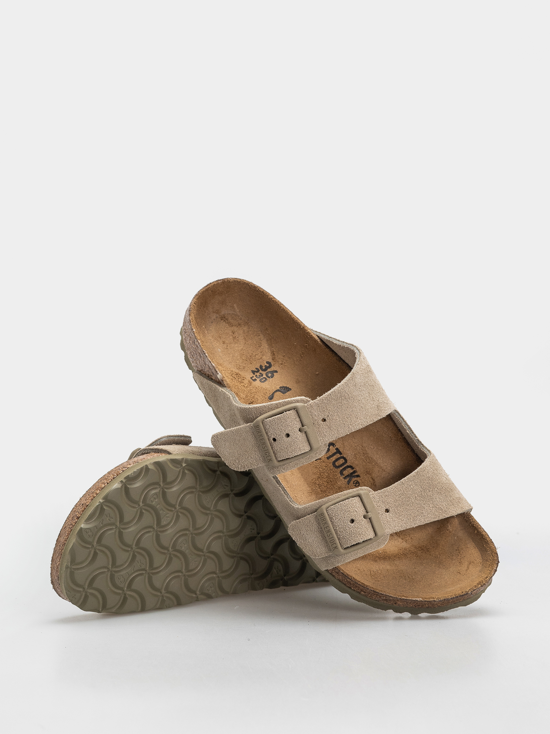 Klapki Birkenstock Arizona Suede Leather Narrow (faded khaki)