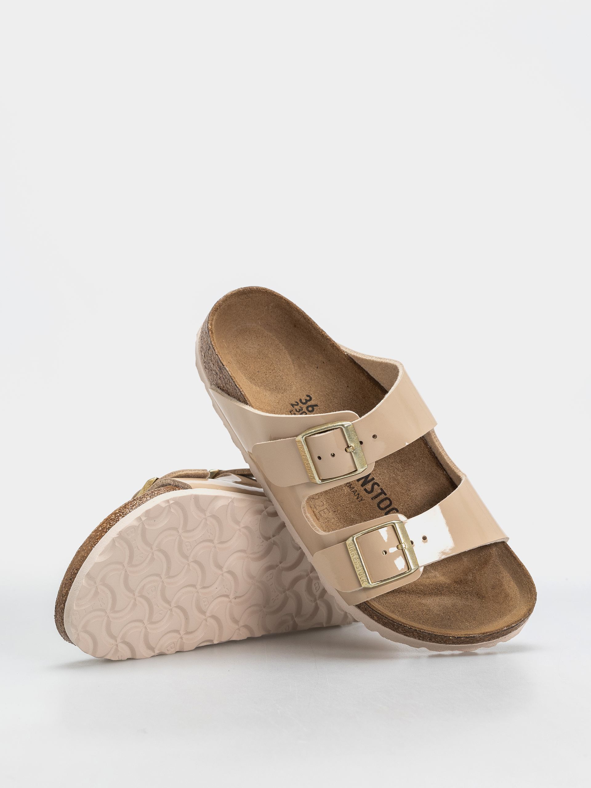 Klapki Birkenstock Arizona Birko Flor Patent Narrow Wmn (sand)