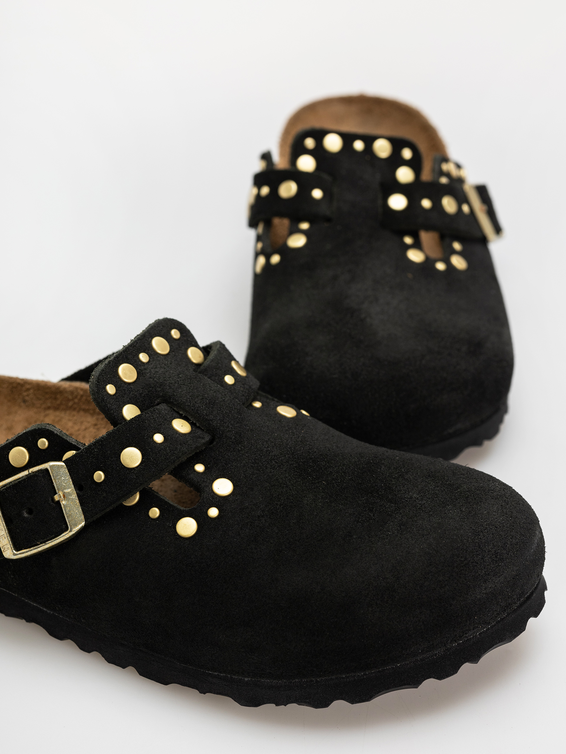 Klapki Birkenstock Boston Rivets Suede Leather Narrow Wmn (black)