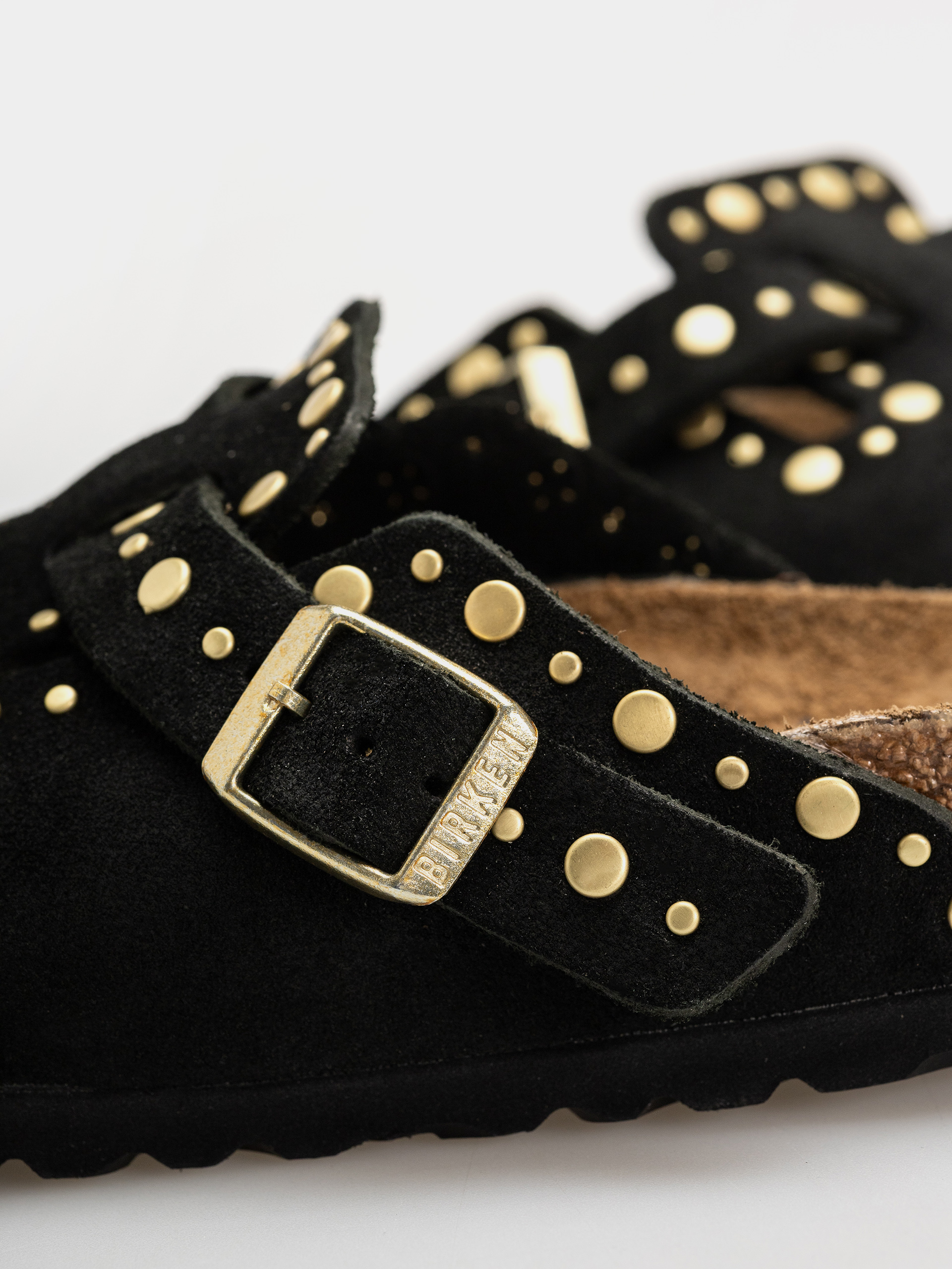 Klapki Birkenstock Boston Rivets Suede Leather Narrow Wmn (black)