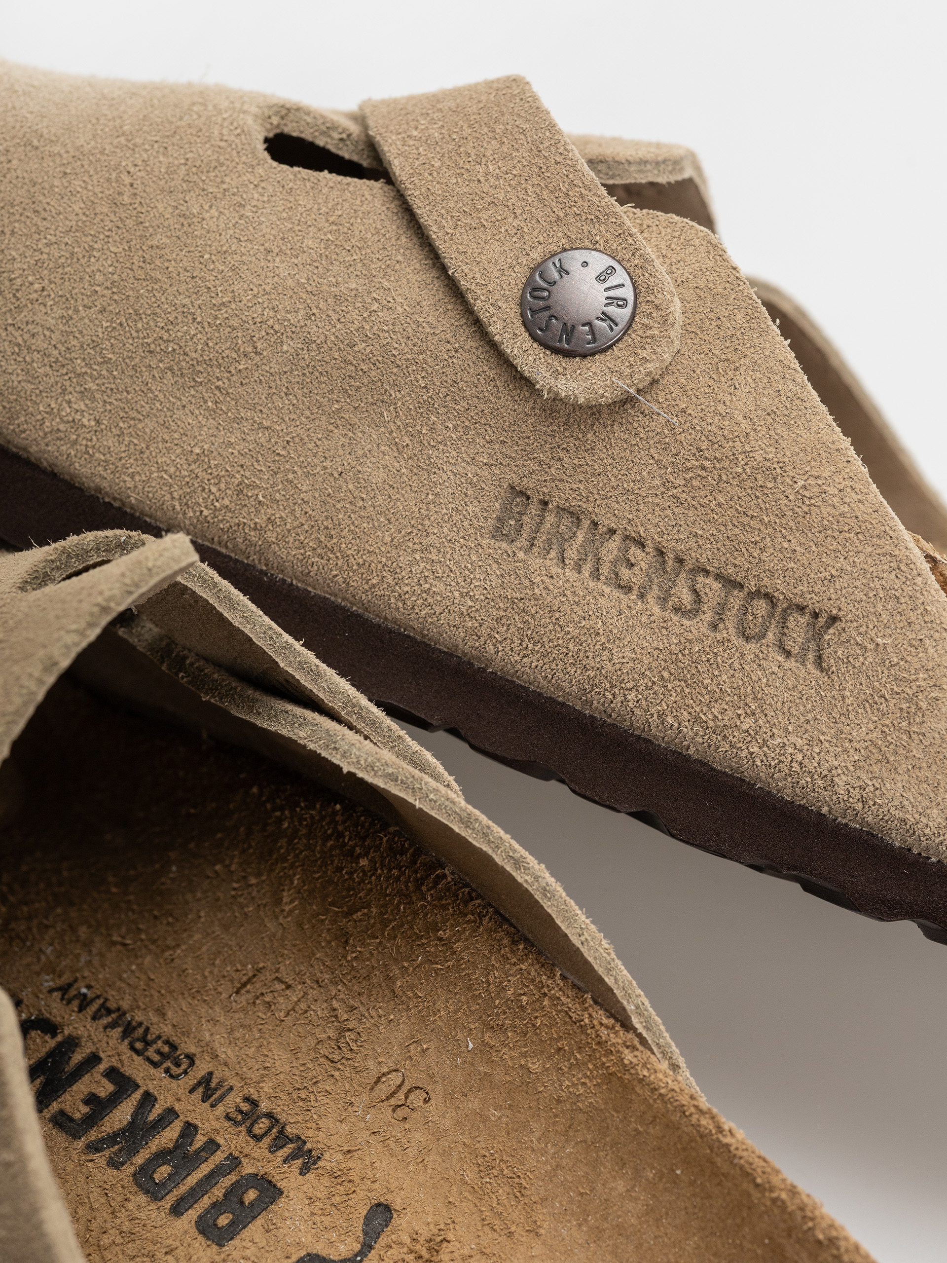 Klapki Birkenstock Boston Suede Leather Narrow Wmn (taupe)