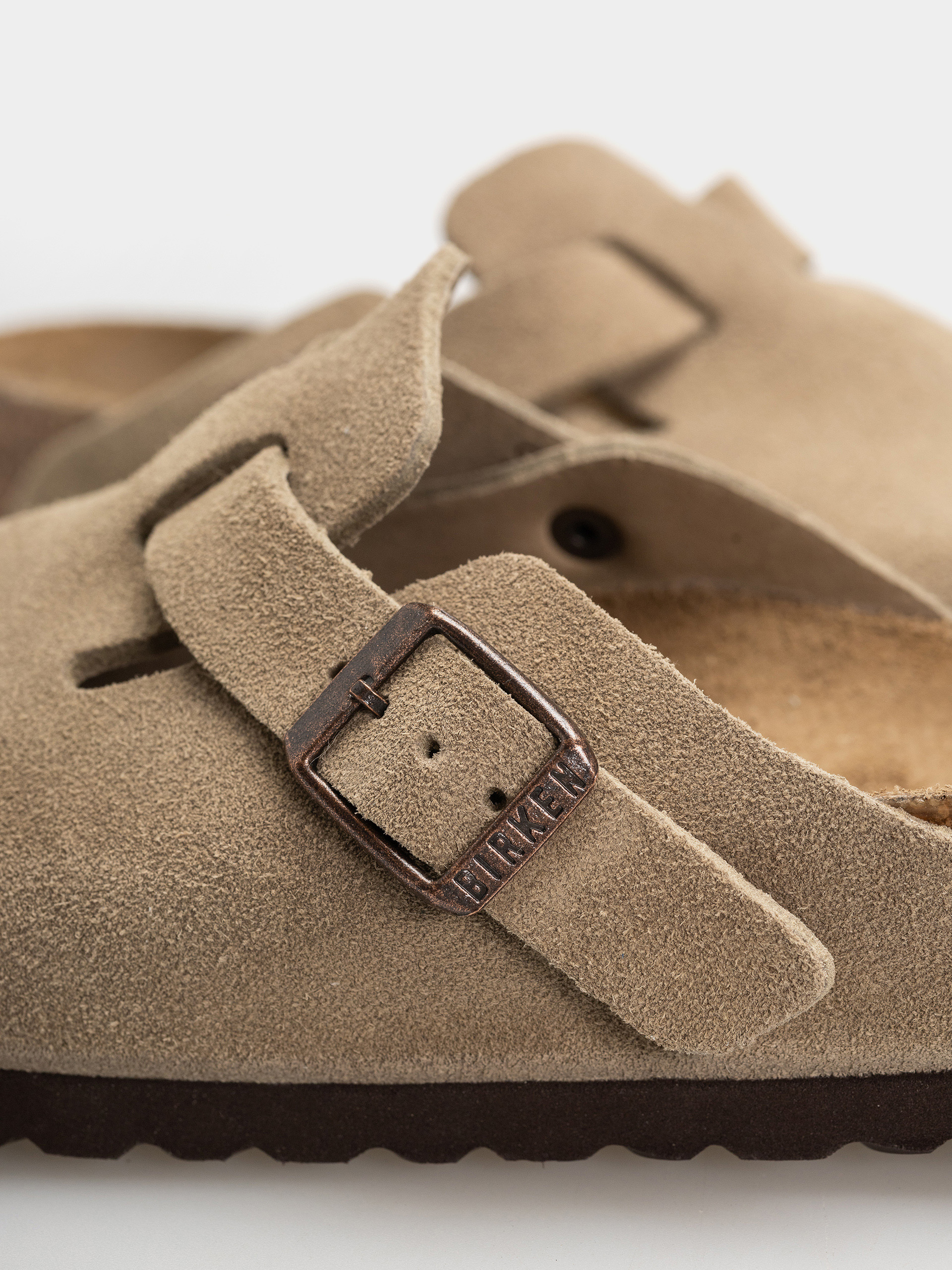 Klapki Birkenstock Boston Suede Leather Narrow Wmn (taupe)