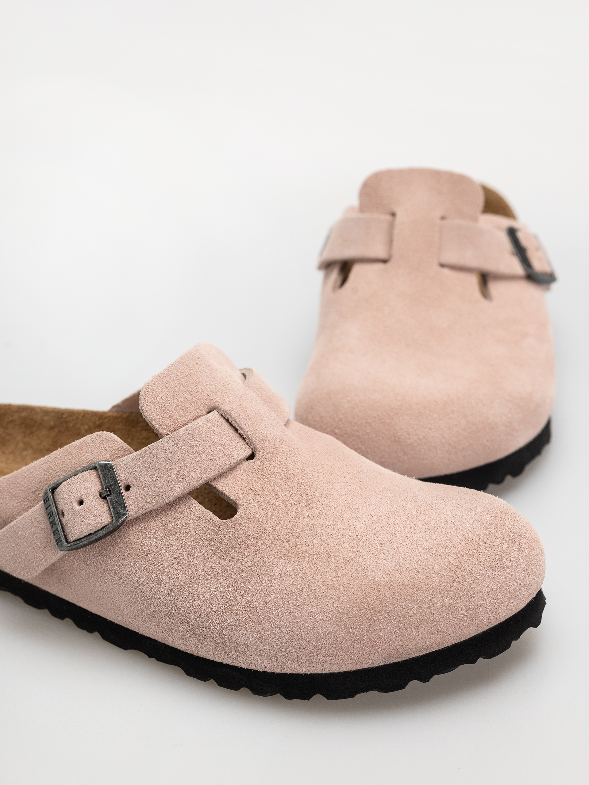 Klapki Birkenstock Boston Suede Leather Narrow (pink clay)