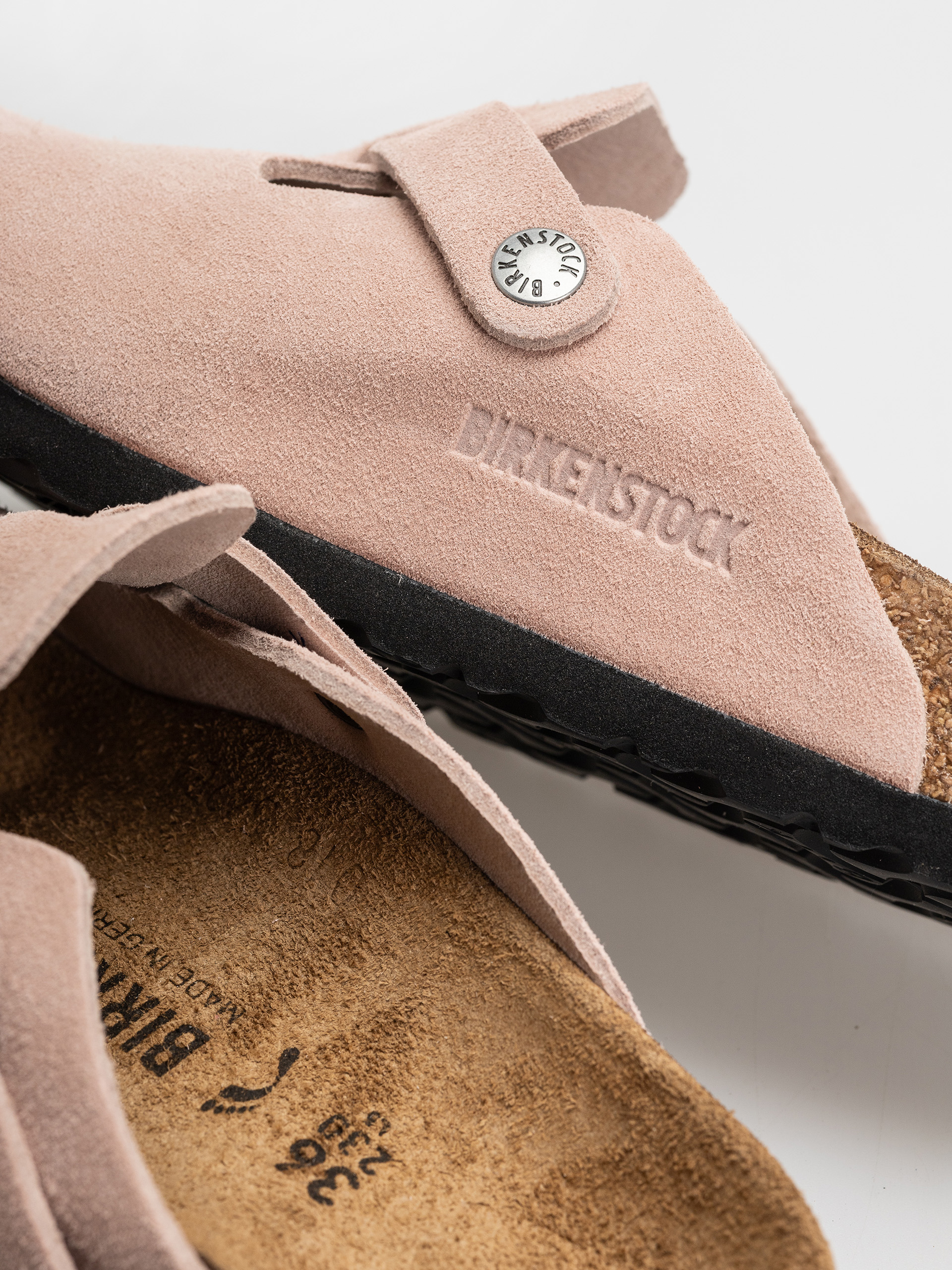 Klapki Birkenstock Boston Suede Leather Narrow (pink clay)