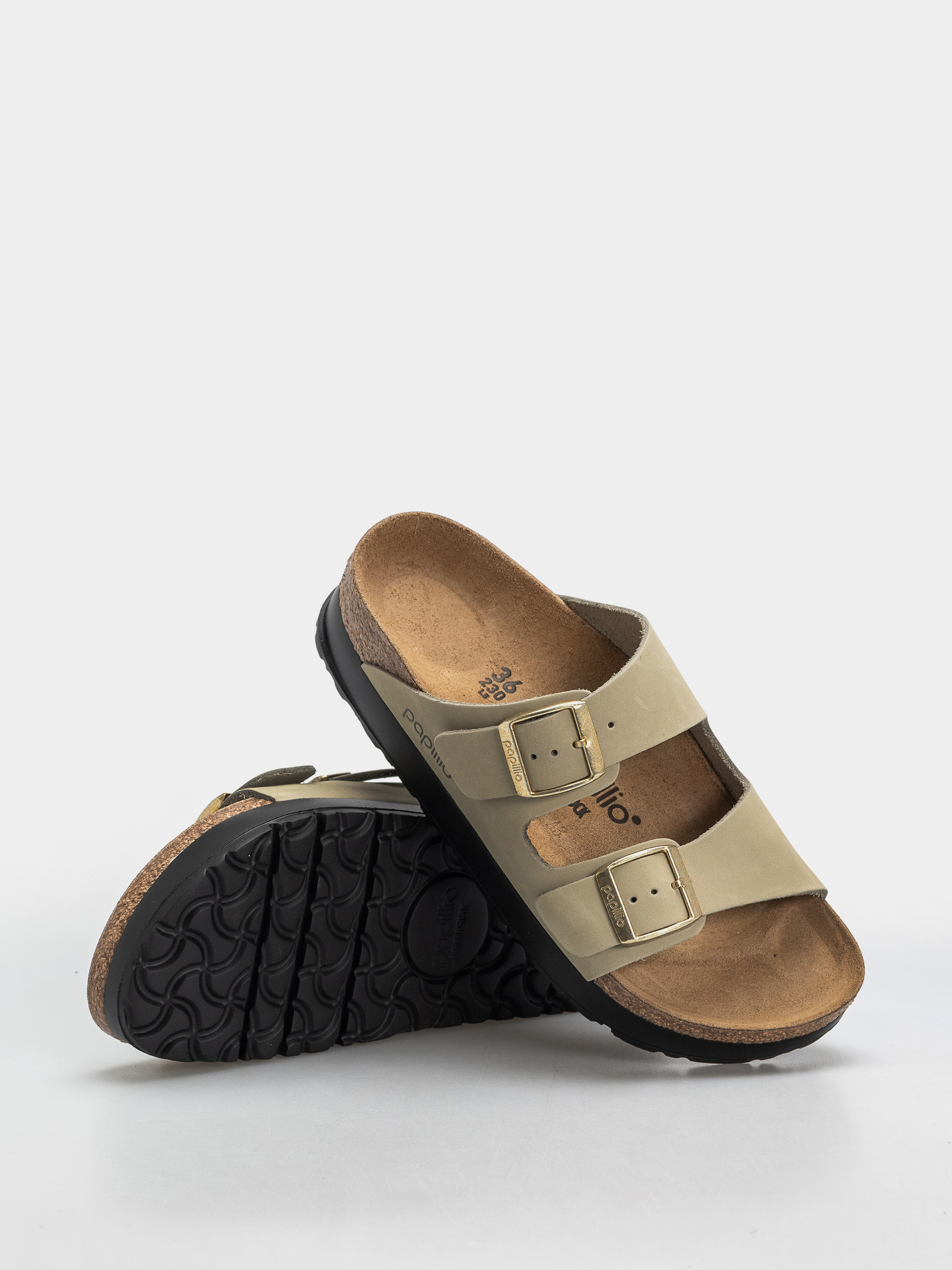 Klapki Birkenstock Arizona Flex Platform Nubuck Leather Narrow Wmn (eucalyptus)