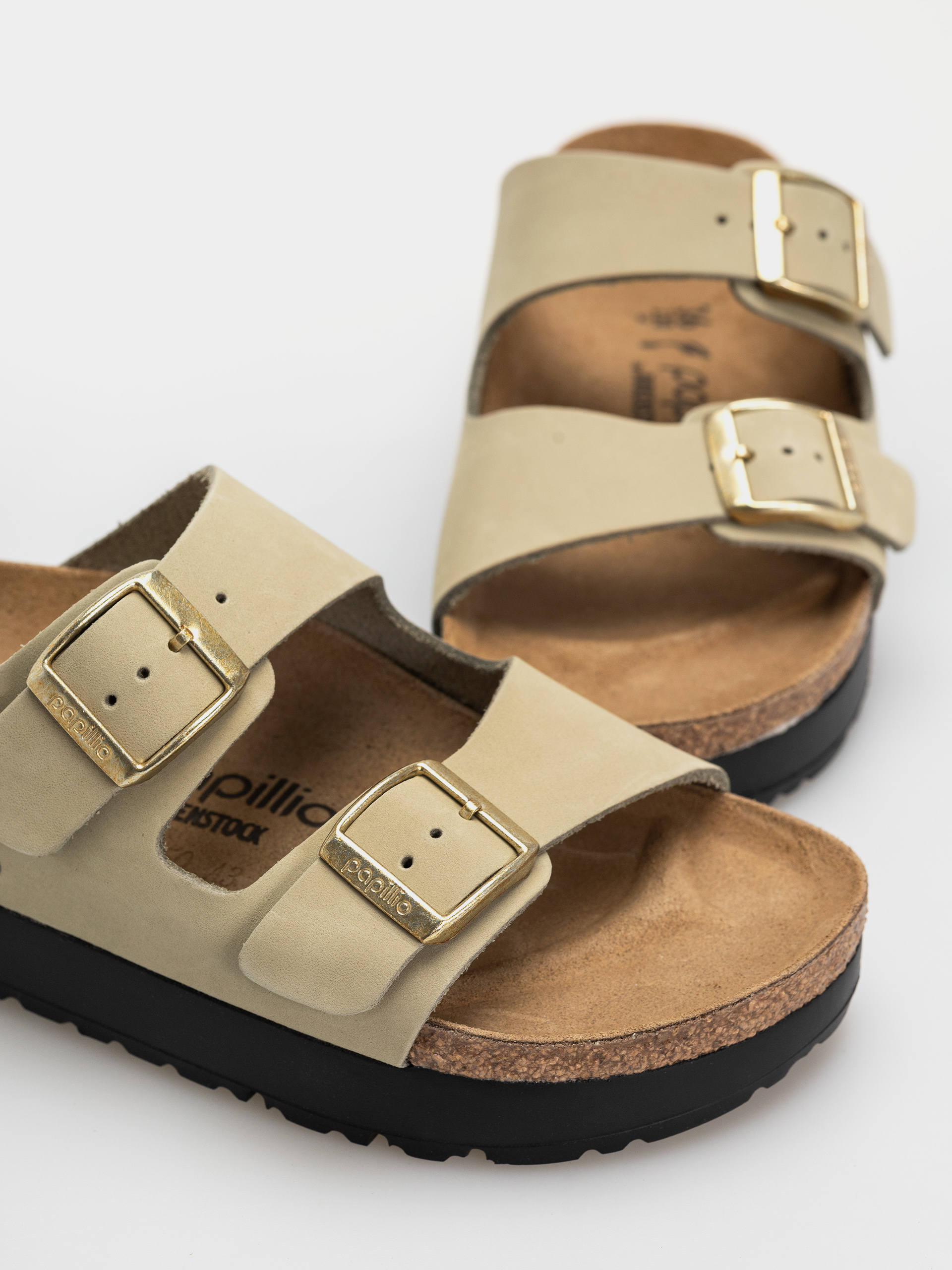 Klapki Birkenstock Arizona Flex Platform Nubuck Leather Narrow Wmn (eucalyptus)