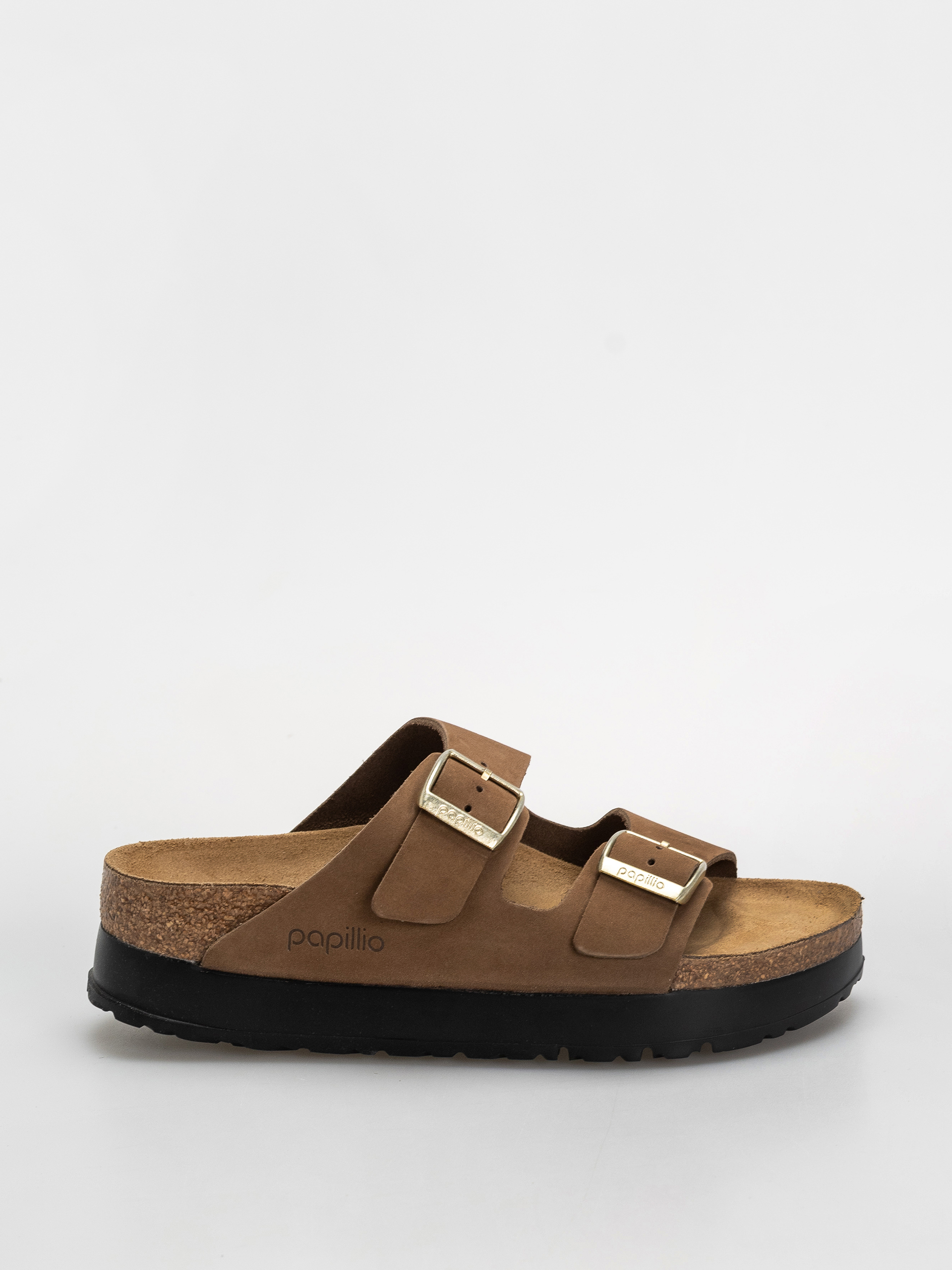 Klapki Birkenstock Arizona Flex Platform Nubuck Leather Narrow Wmn (dark tea)