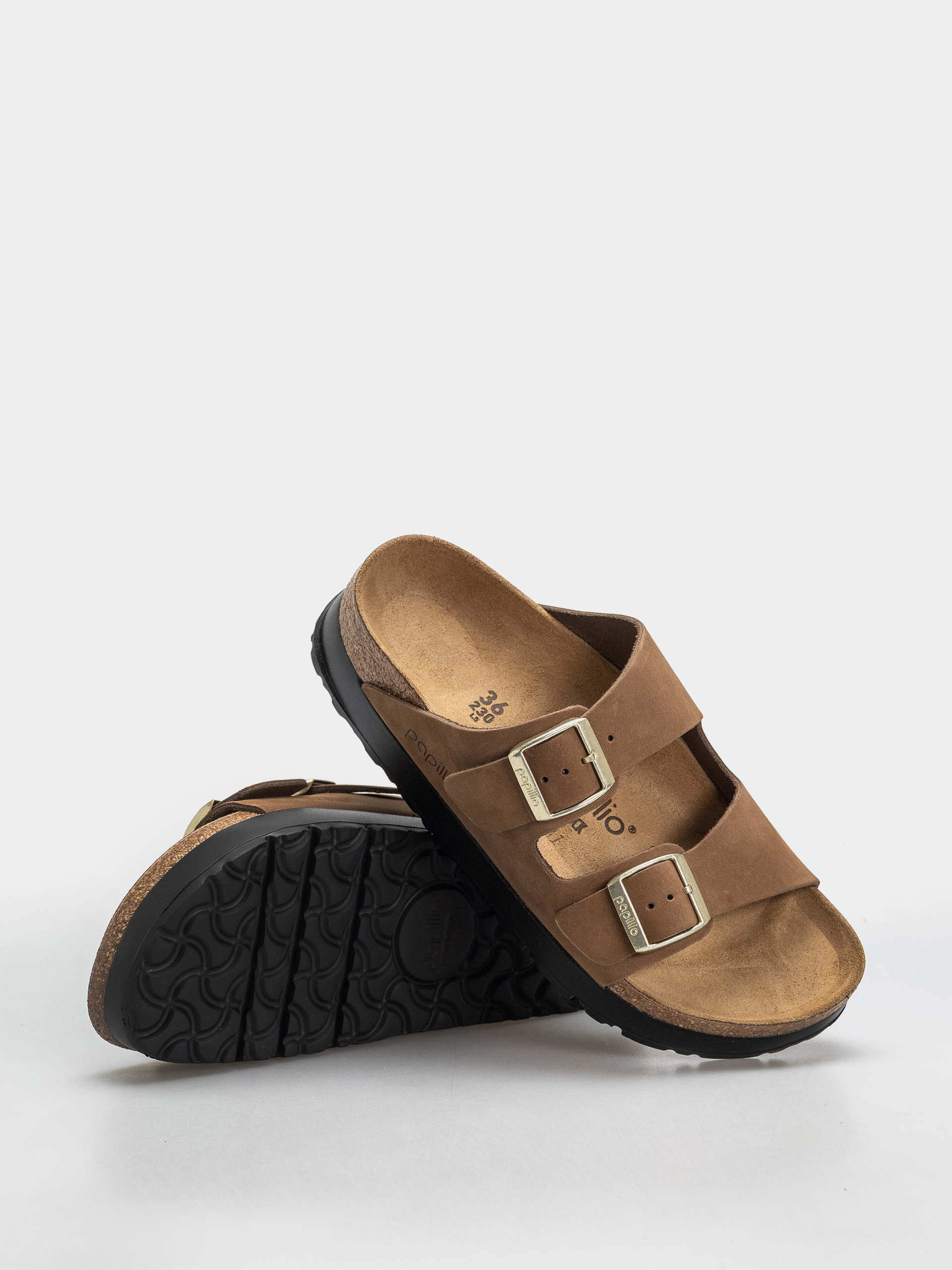 Klapki Birkenstock Arizona Flex Platform Nubuck Leather Narrow Wmn (dark tea)