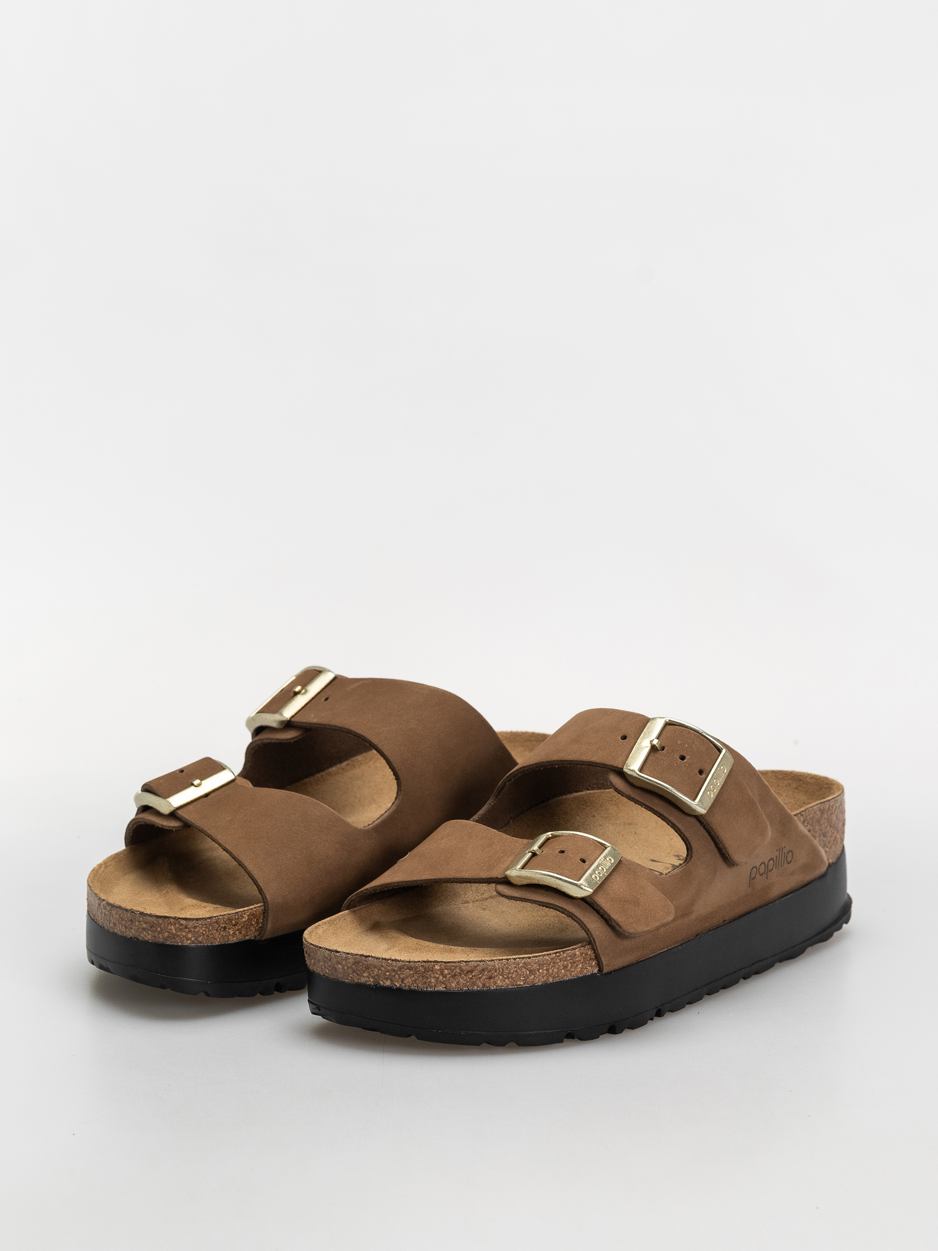 Klapki Birkenstock Arizona Flex Platform Nubuck Leather Narrow Wmn (dark tea)