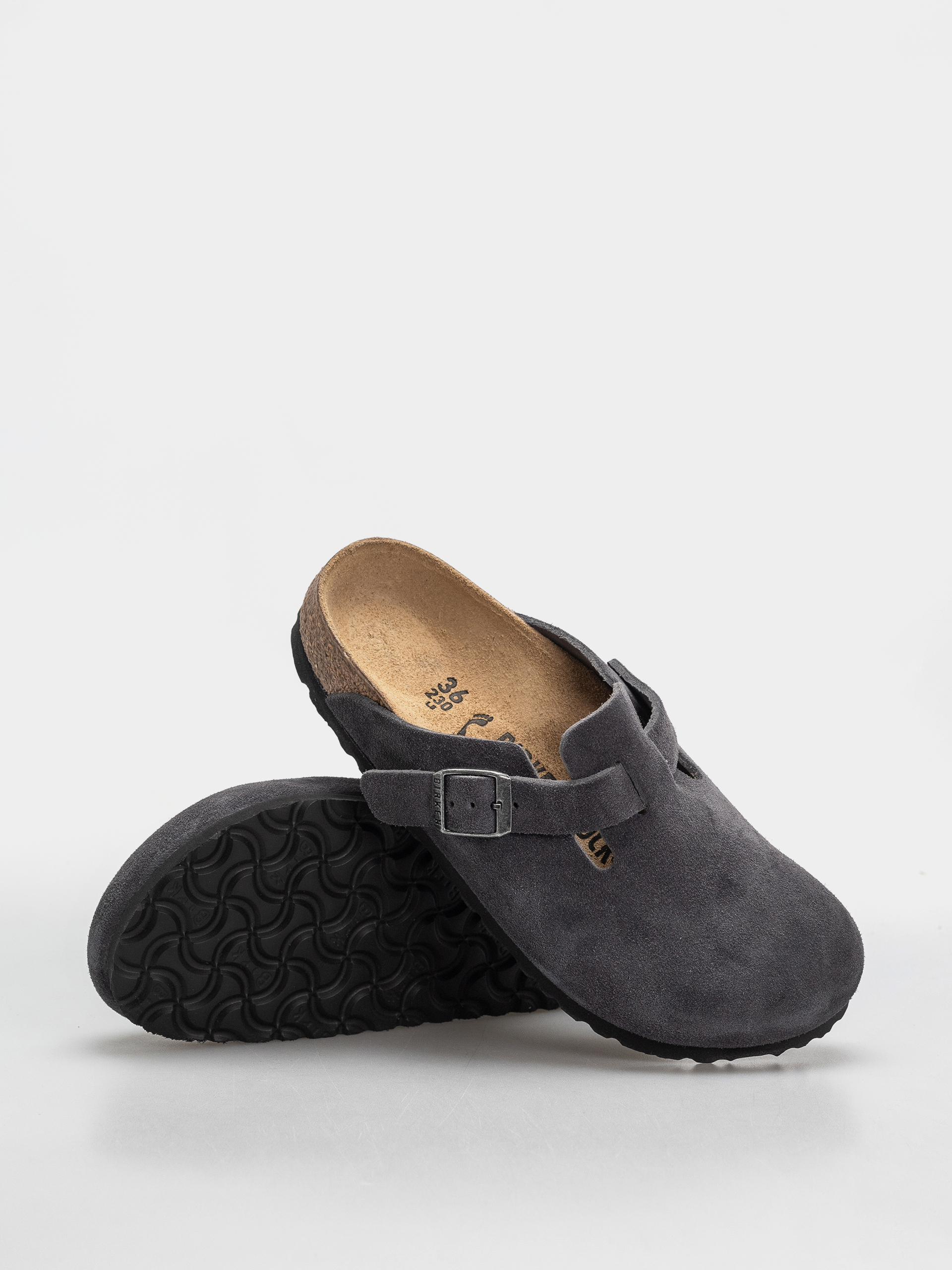 Klapki Birkenstock Boston Suede Leather Narrow (charcoal)