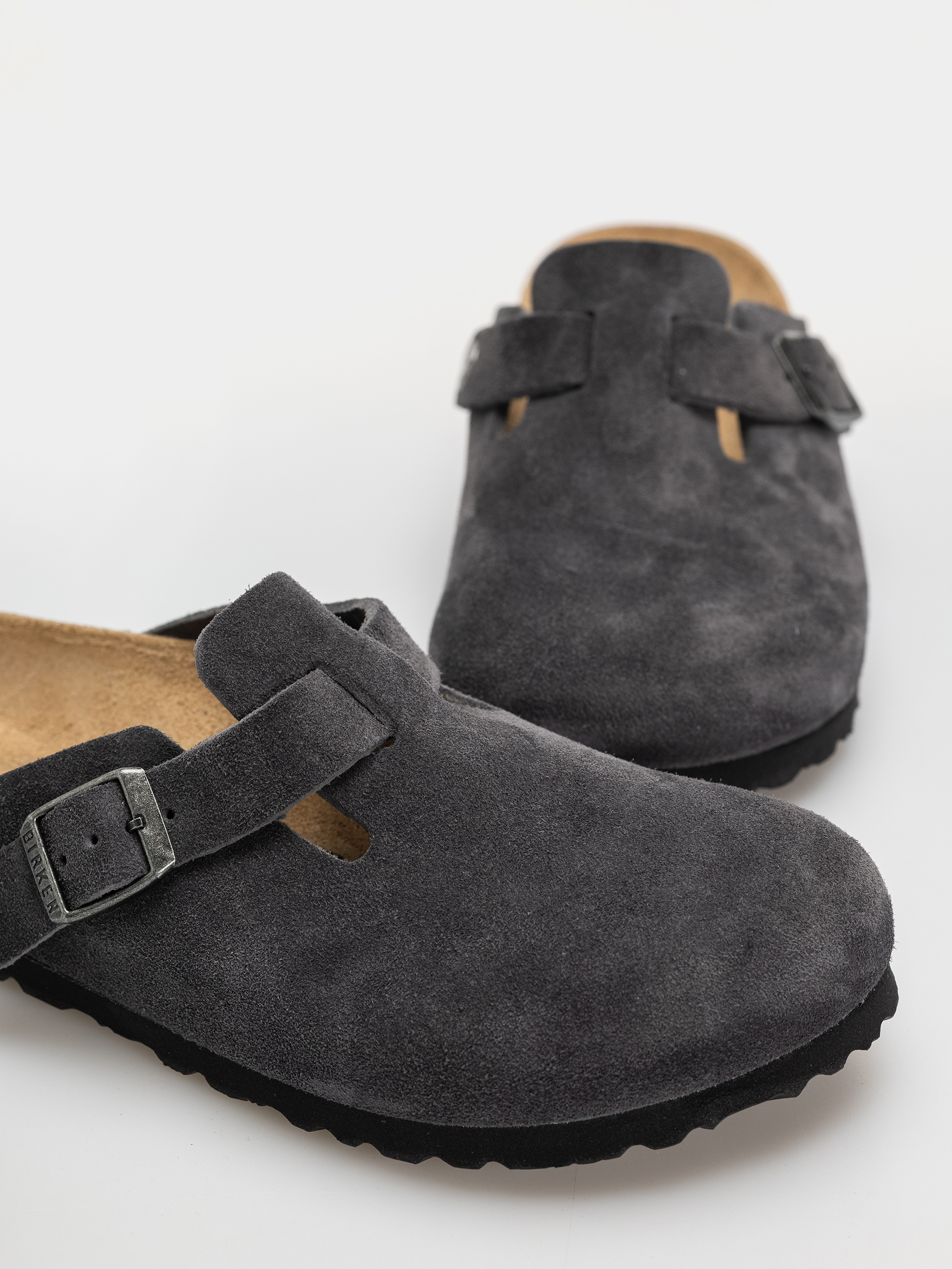 Klapki Birkenstock Boston Suede Leather Narrow (charcoal)